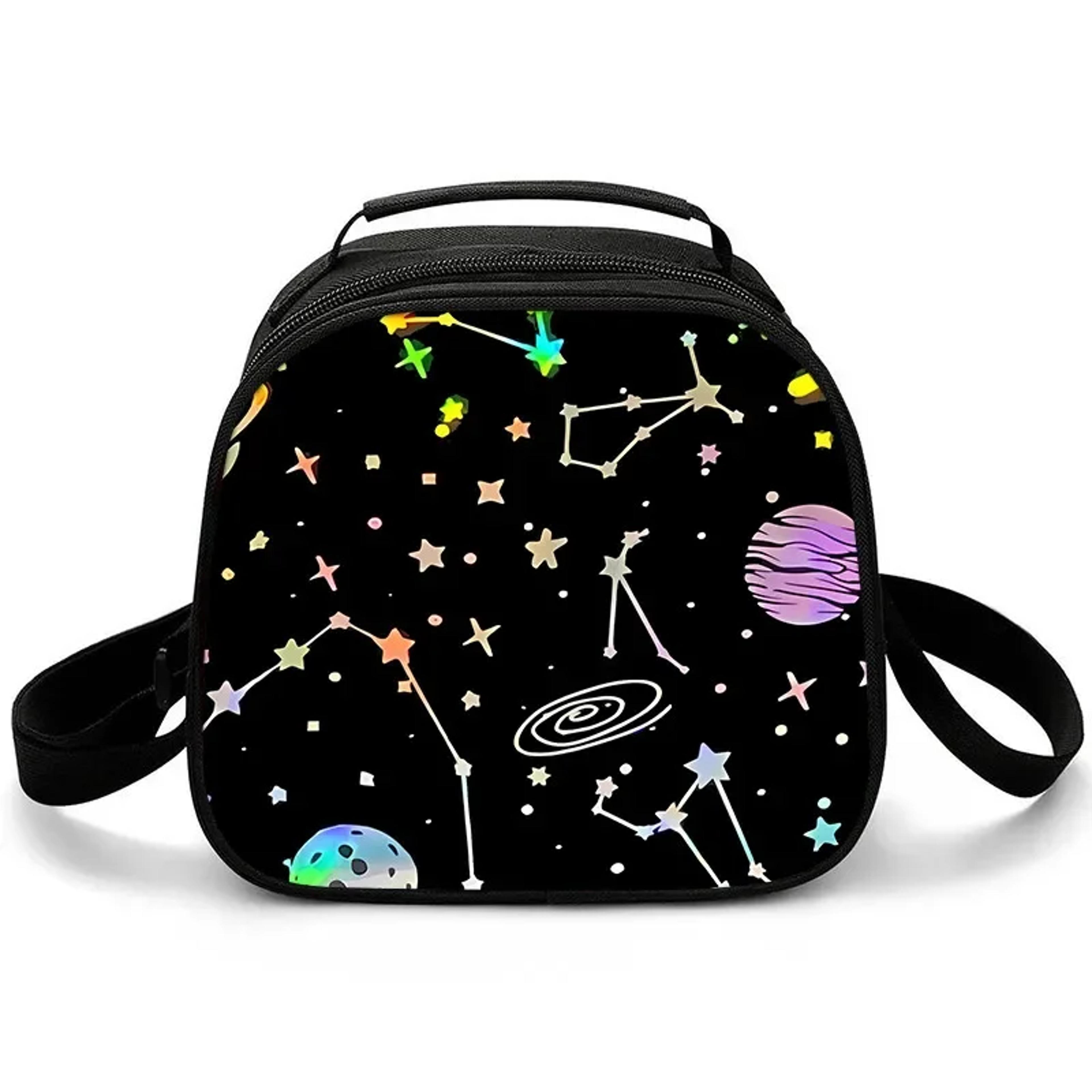 galactic universe portable lunch bag with shoulder strap insulated travel food bag