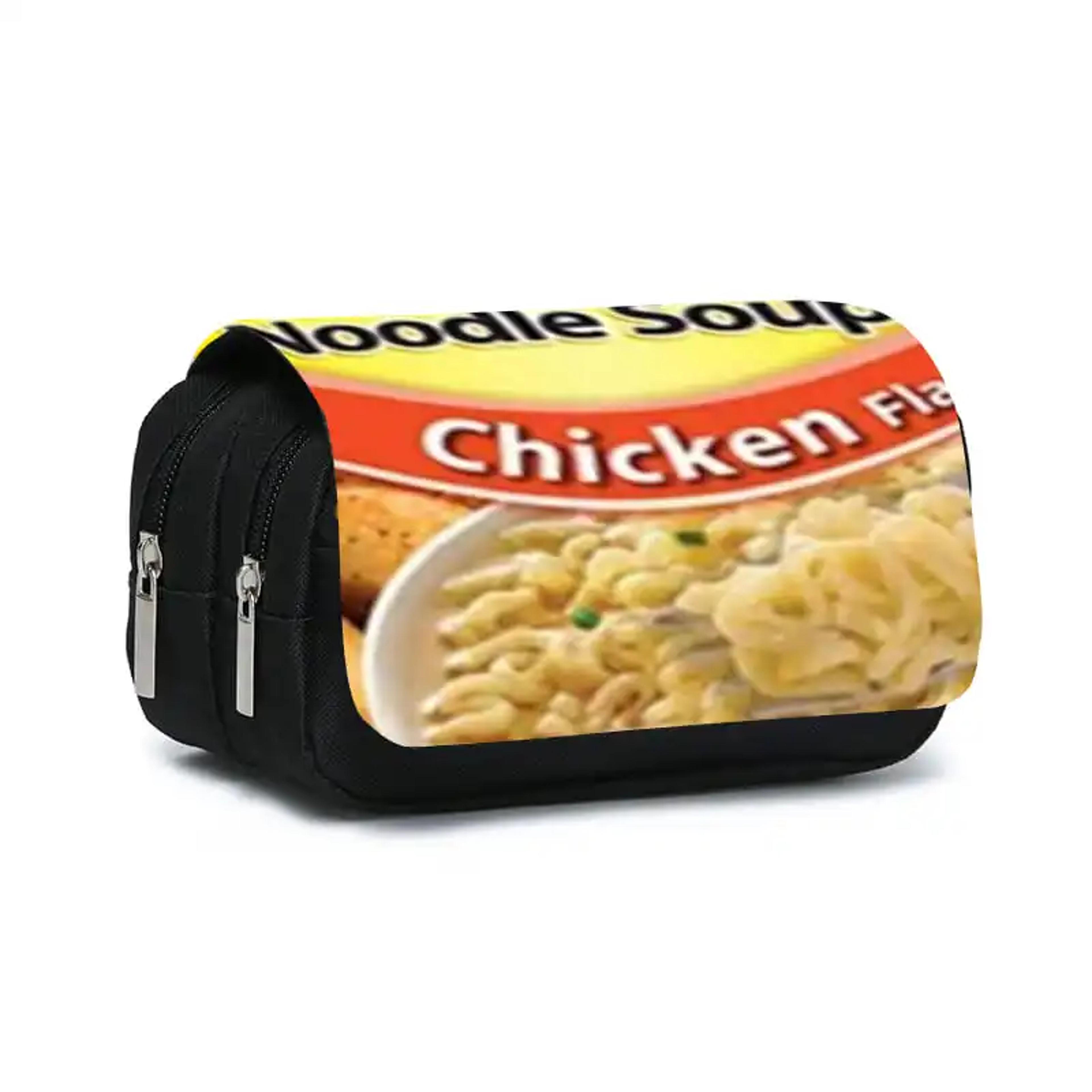 chicken noodle soup double flip kids pencil case cartoon school organizer
