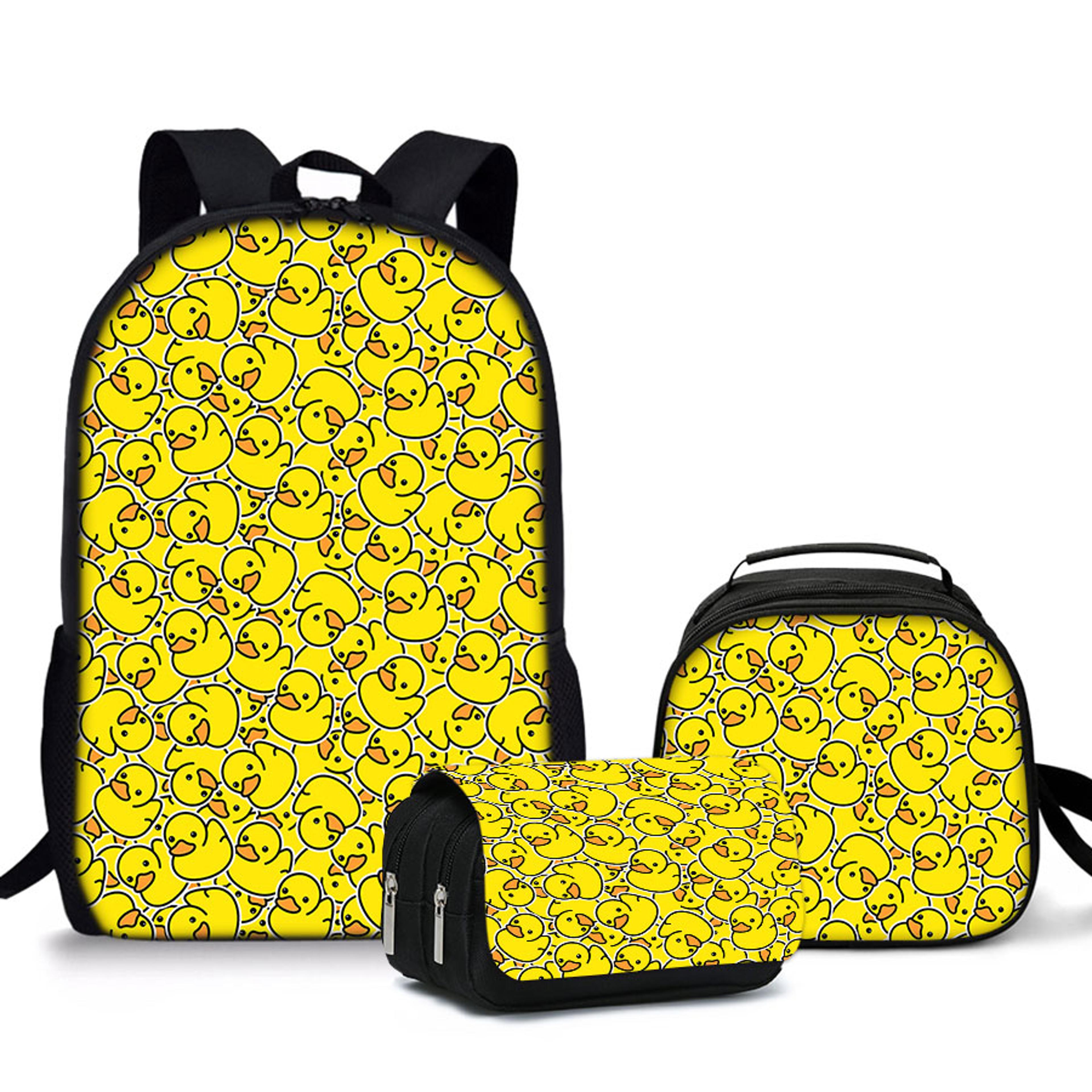 yellow duck kids backpack set with lunch bag and pencil case for school