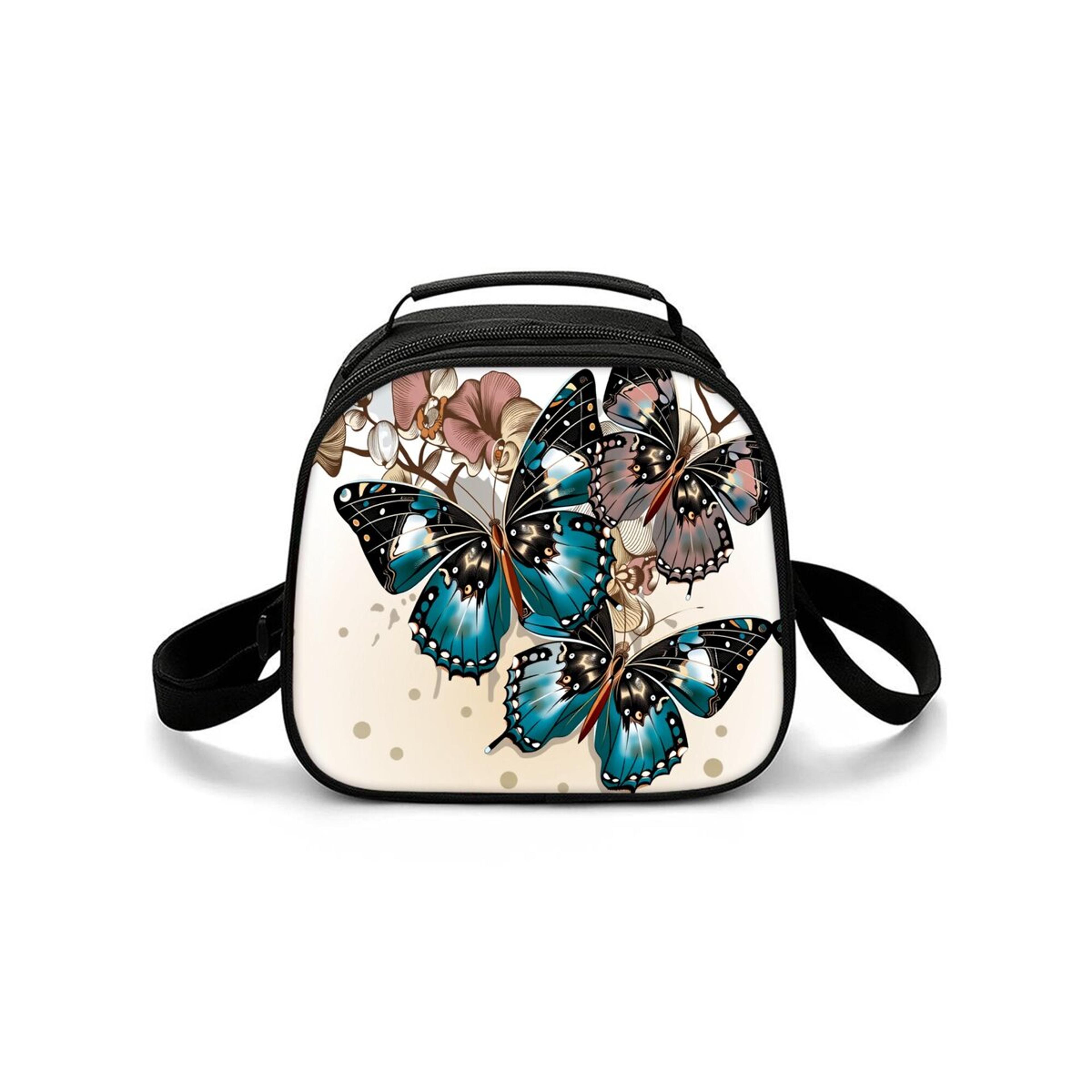 butterfly print insulated lunch bag waterproof thermal cooler tote for students and work