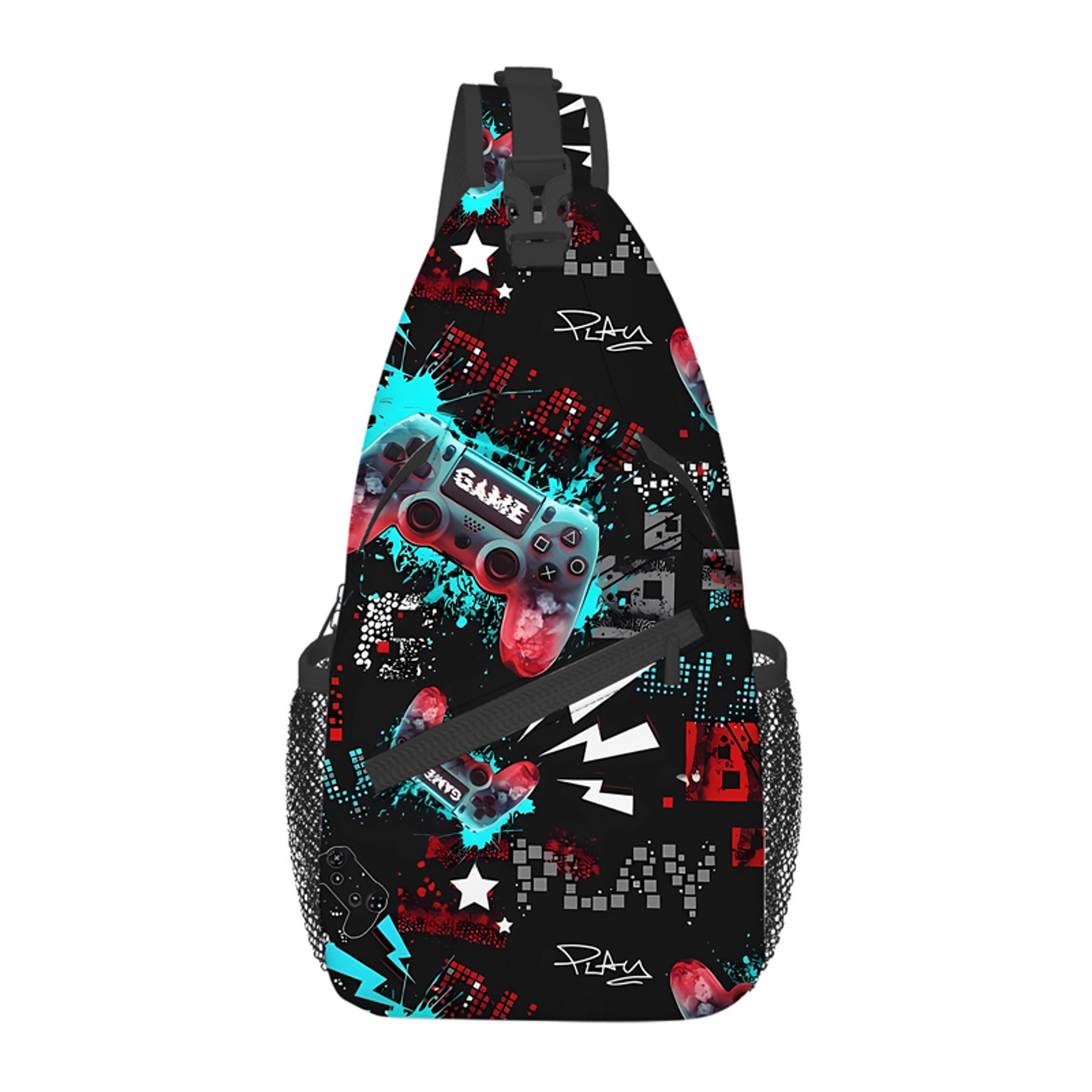 game console chest bag for kids cartoon style large capacity crossbody bag