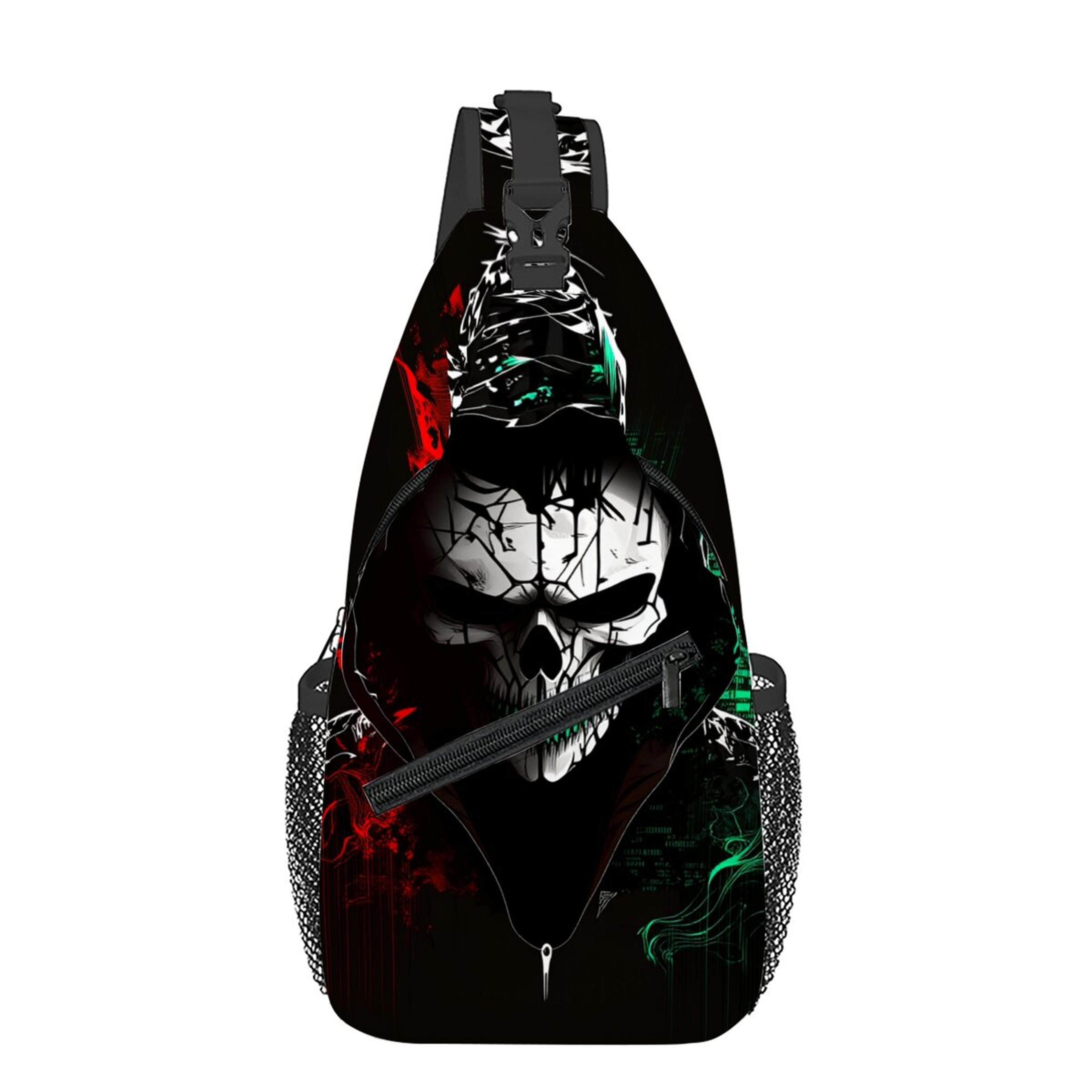 skeleton joker print chest bag large capacity cartoon crossbody bag for men women outdoor travel gift