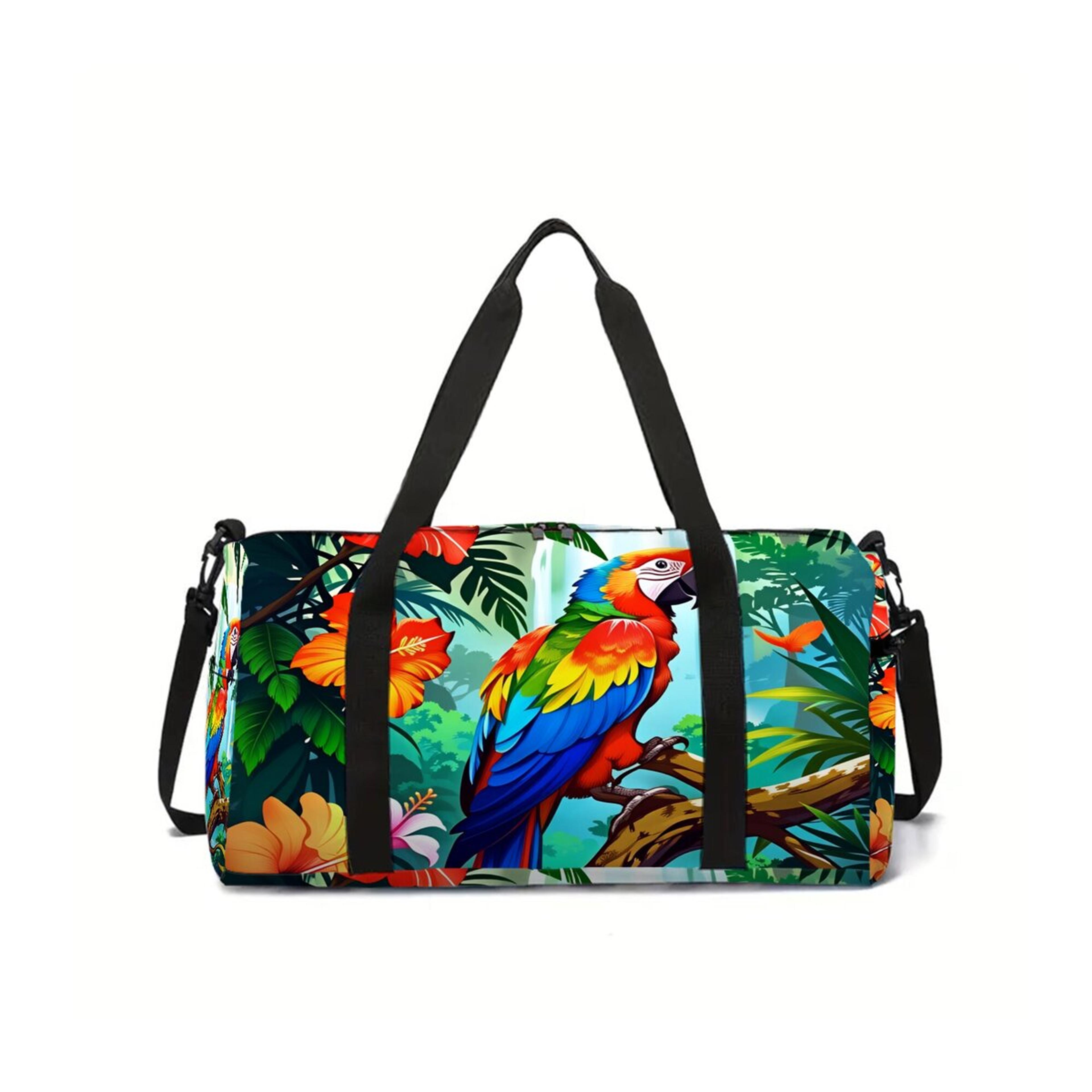 colorful parrot cartoon school travel bag large capacity backpack for kids