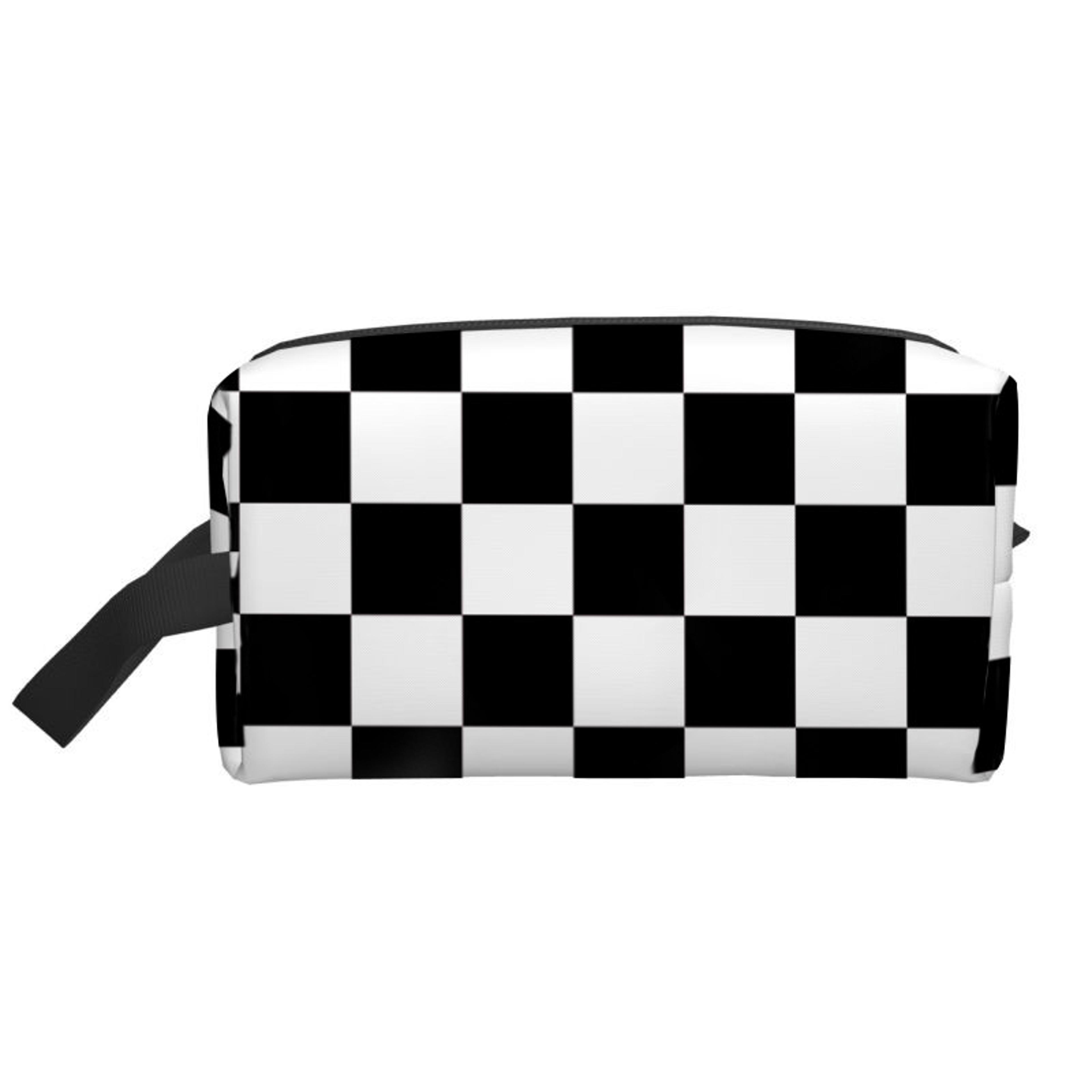 large capacity check pattern makeup bag cartoon travel cosmetic organizer