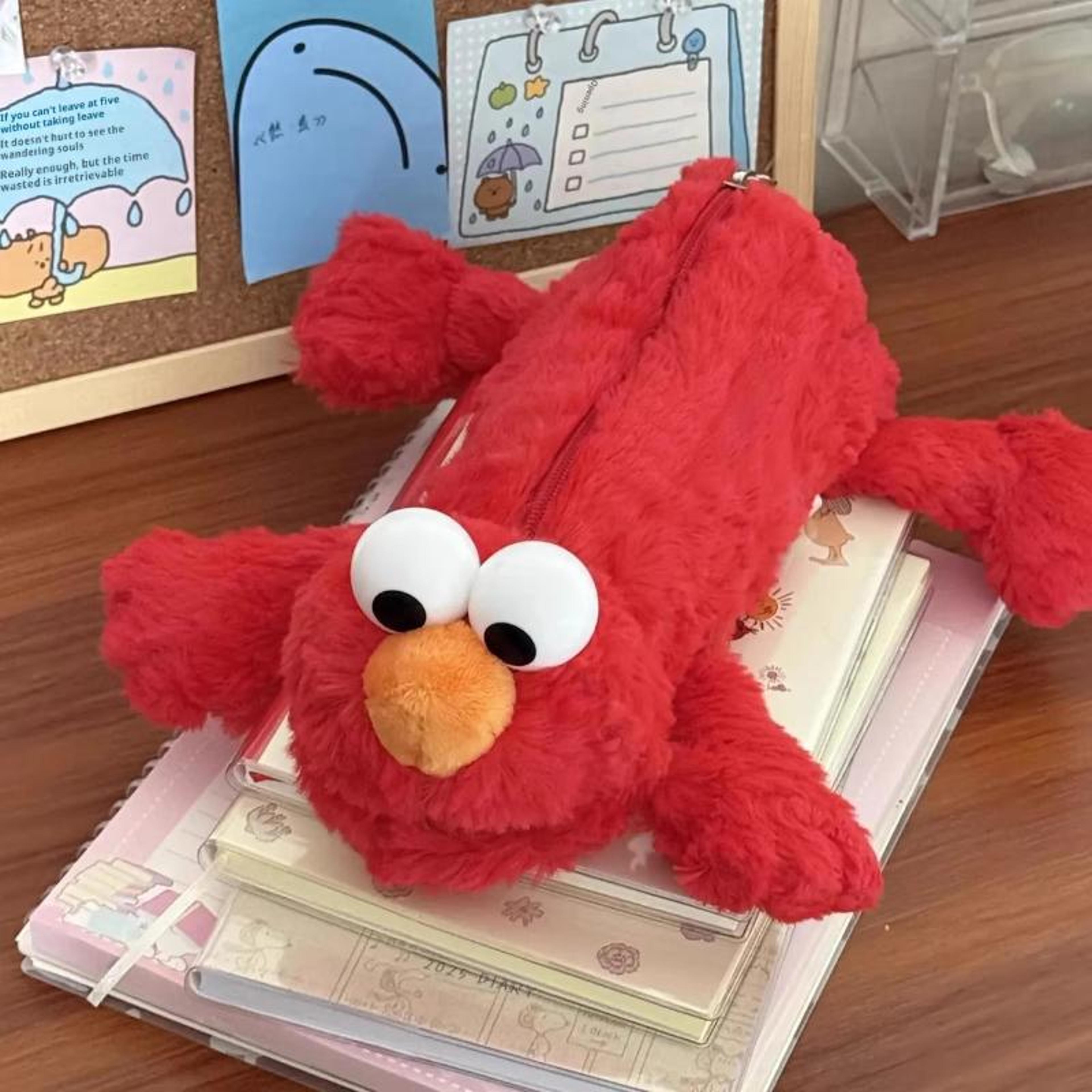 red mockingbird plush pencil case cute kawaii school storage bag