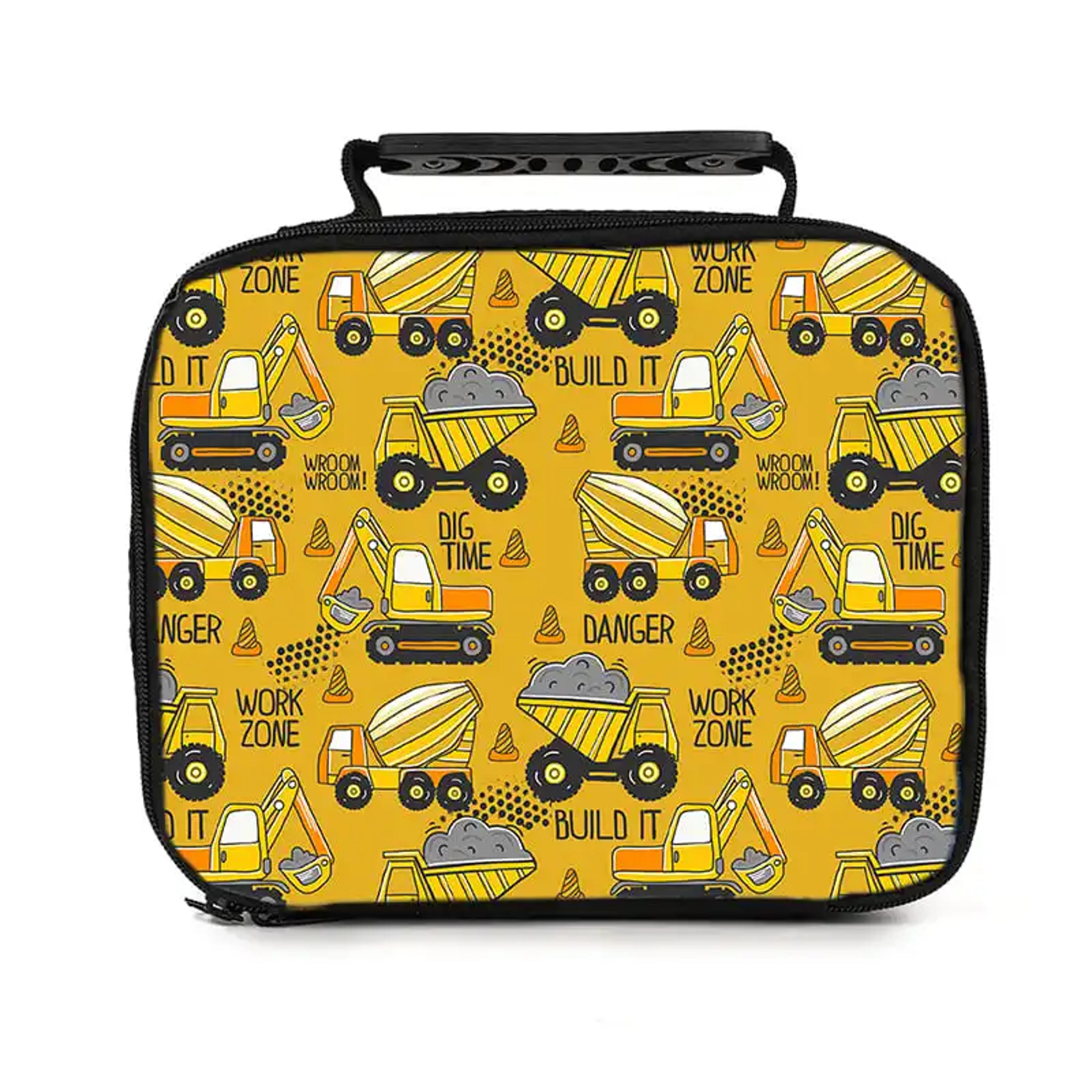 kids cartoon truck lunch bag insulated lunch box for school boys girls