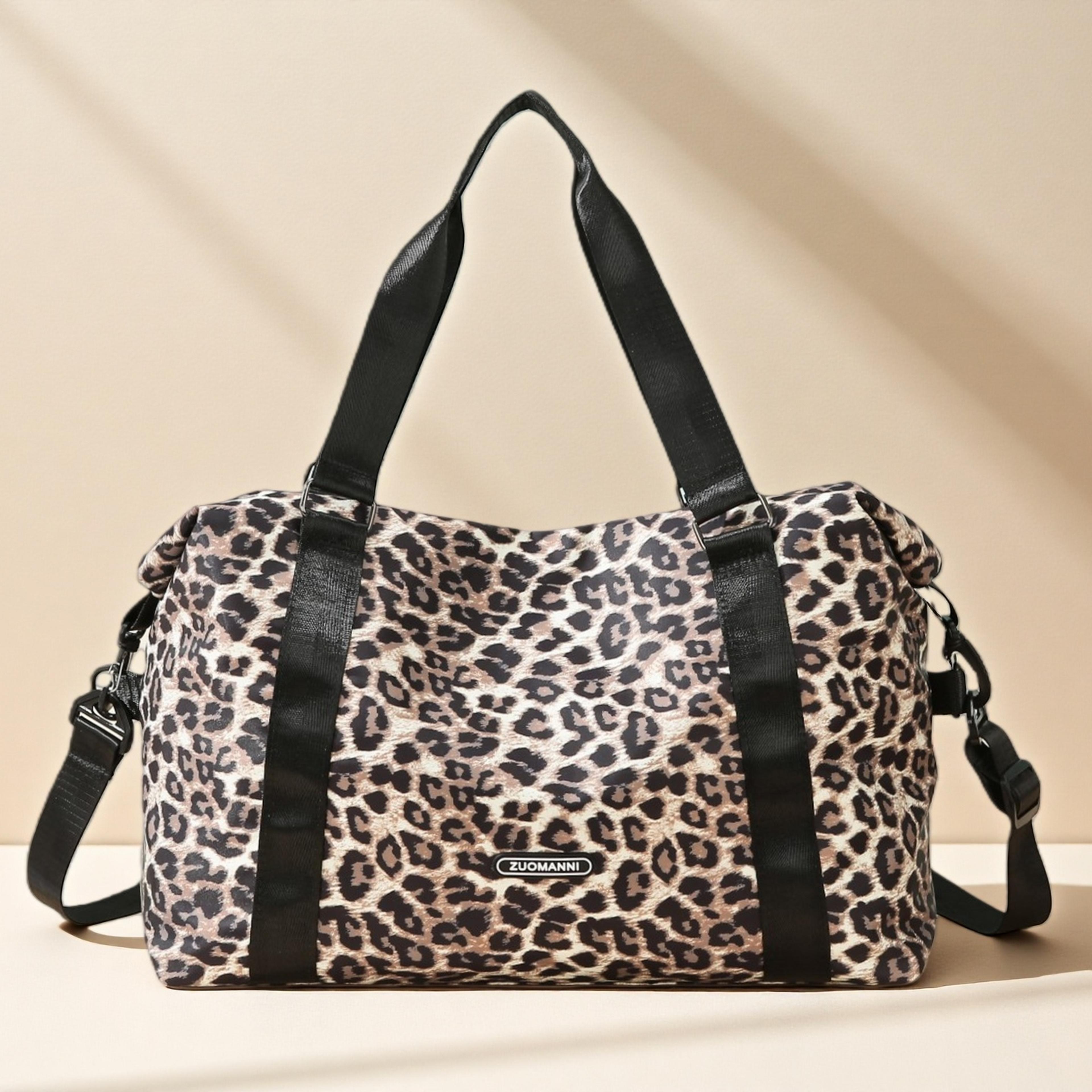 leopard travel duffel bag large capacity gym tote weekend bag