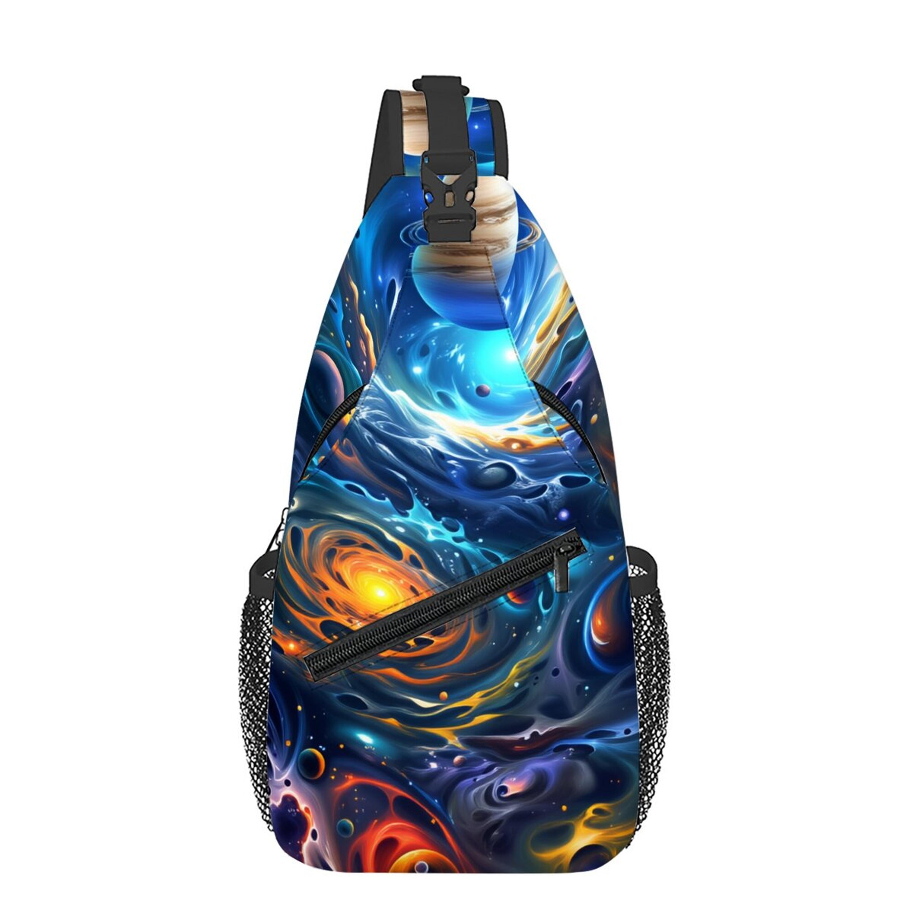astronaut starry sky print chest bag large capacity outdoor crossbody bag for men women