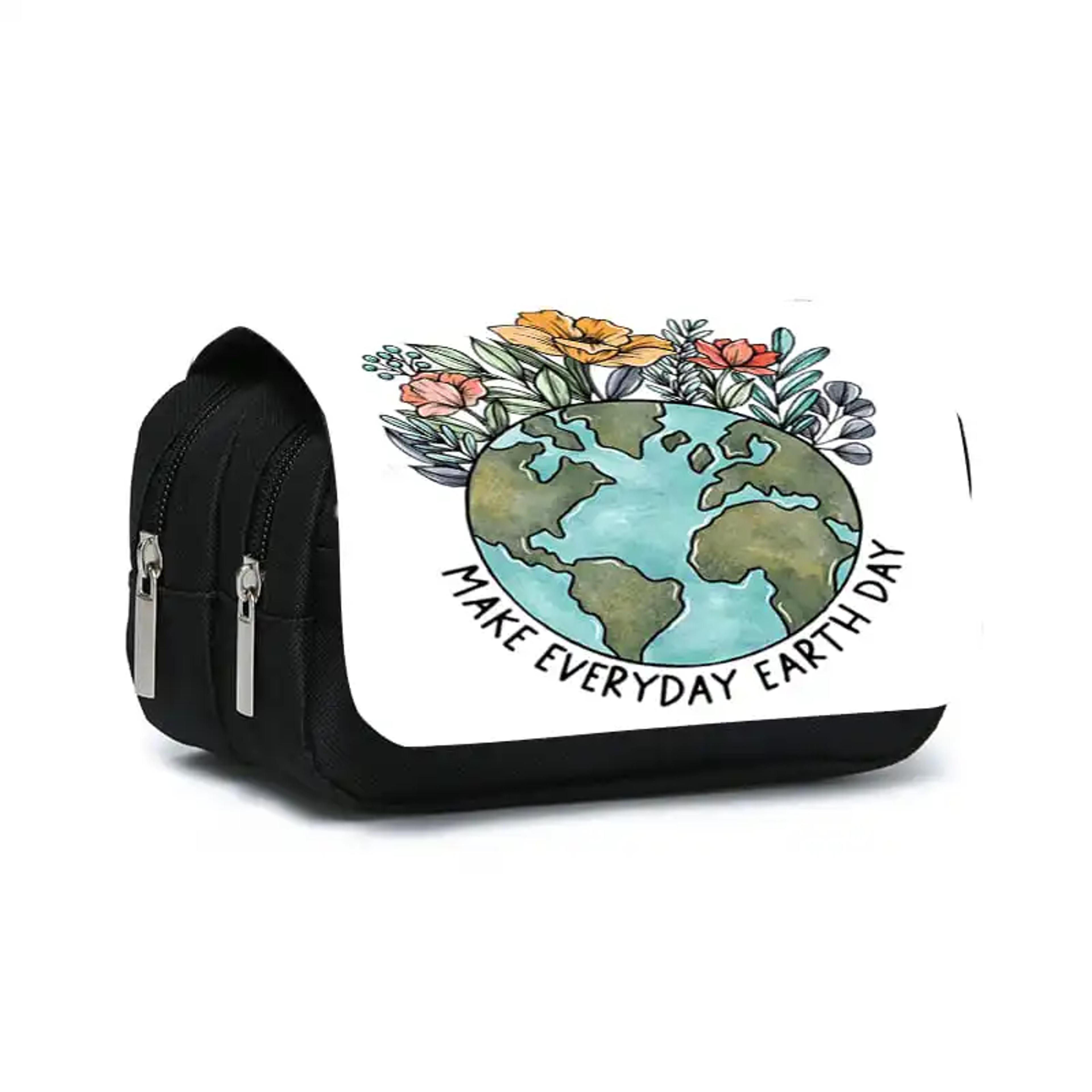 world earth day double flip pen case cartoon pencil pouch for kids