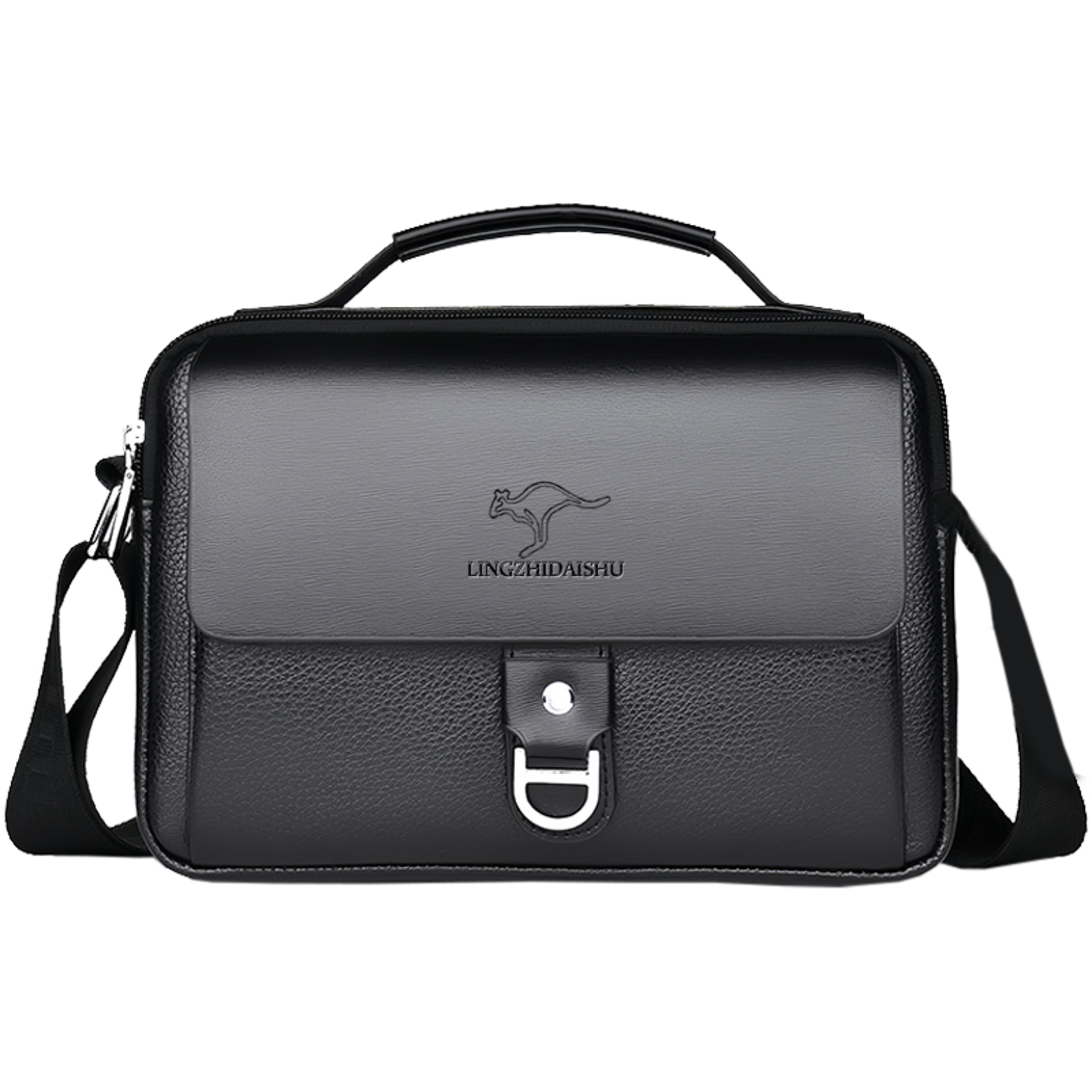 premium two tone leather briefcase for business travel and work