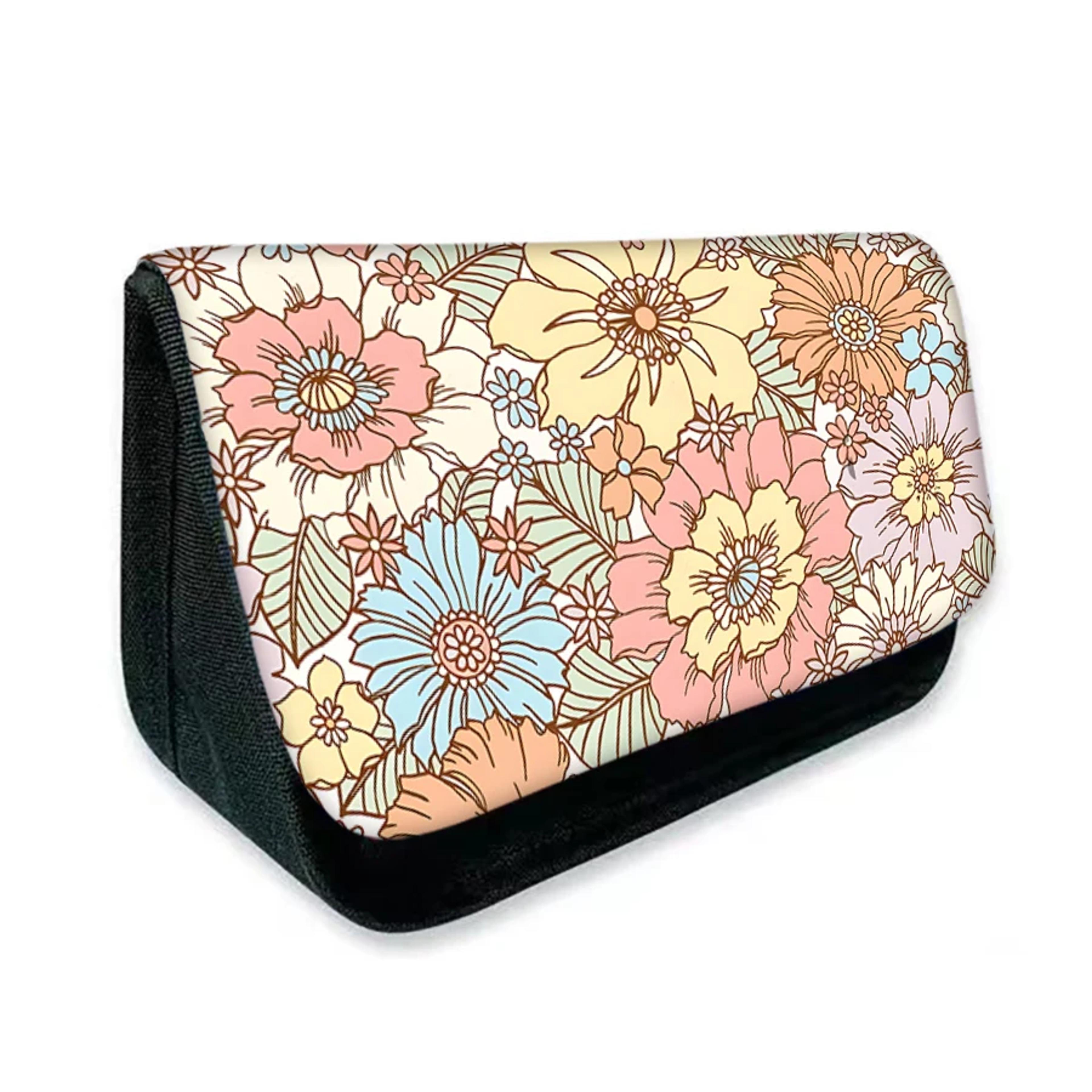 flower triangle flip pencil case for kids double layer cartoon school organizer