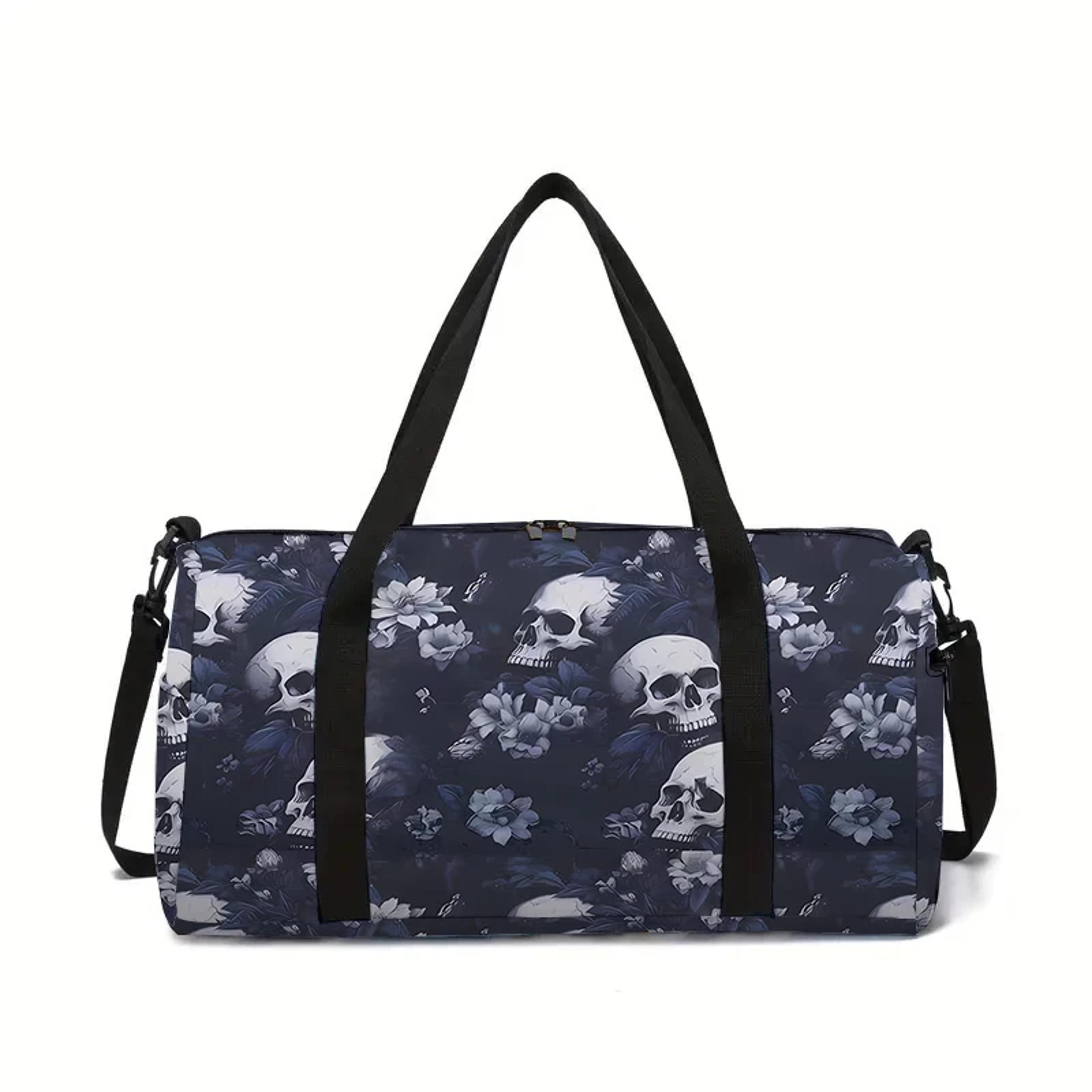 skull flower kids travel bag large capacity cartoon duffel bag for boys and girls