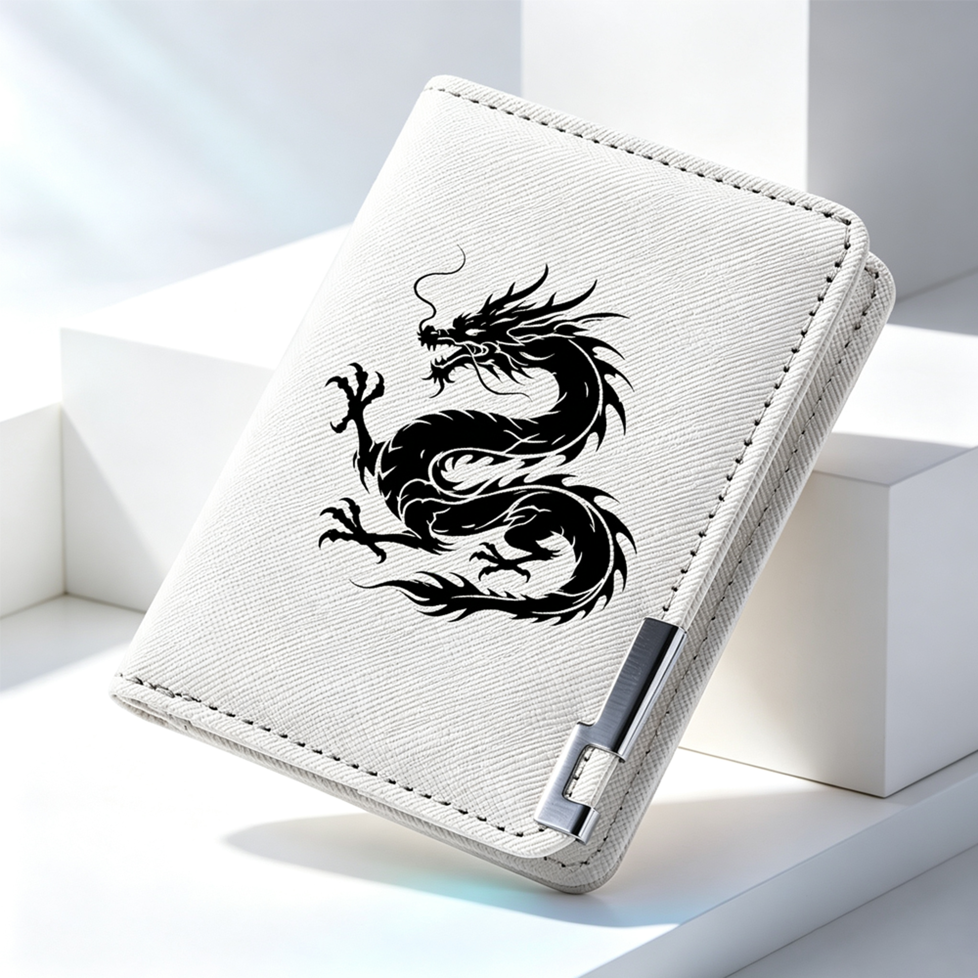 mens dragon pattern mini leather wallet compact rfid card holder