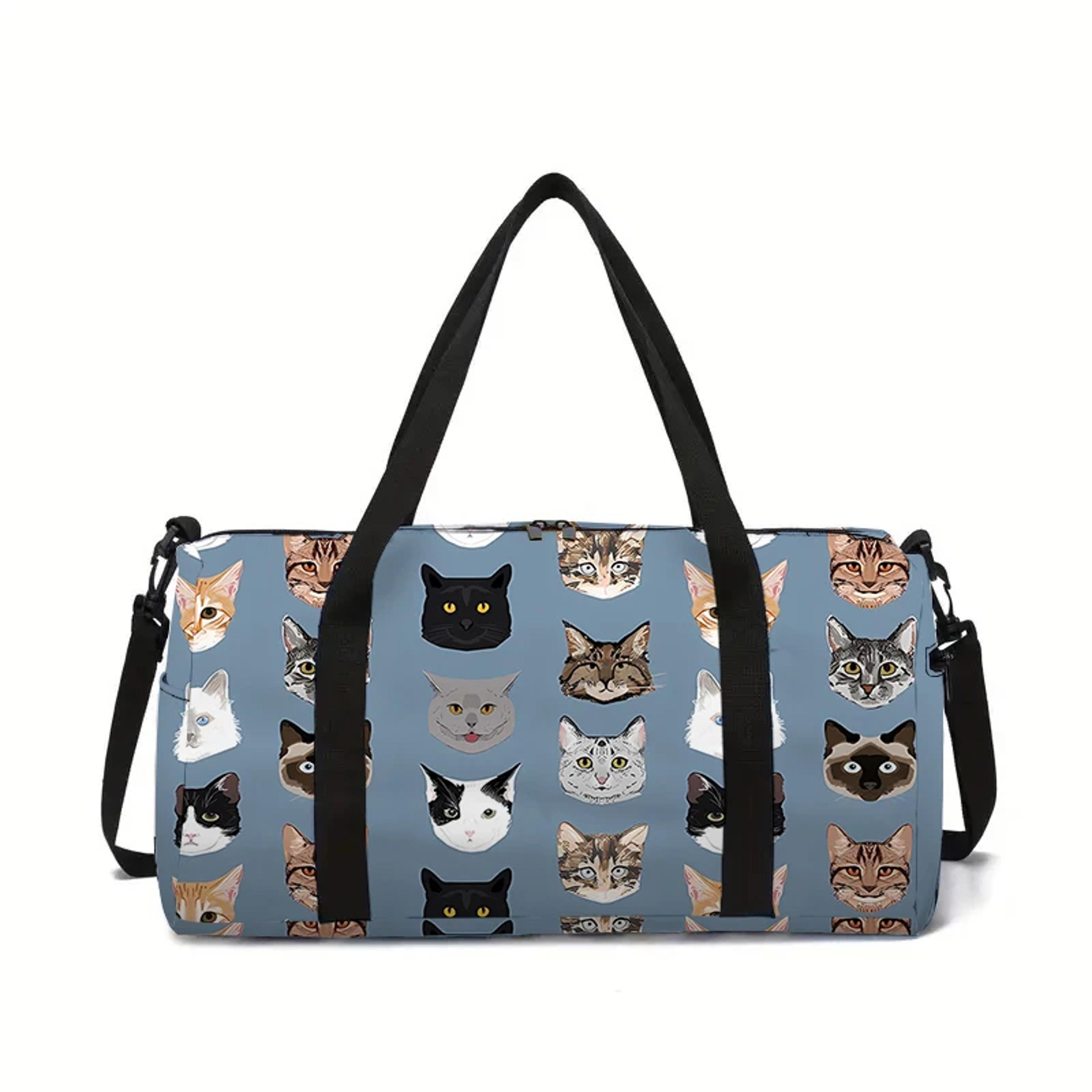 cartoon cat head travel bag for kids large capacity cute luggage duffel