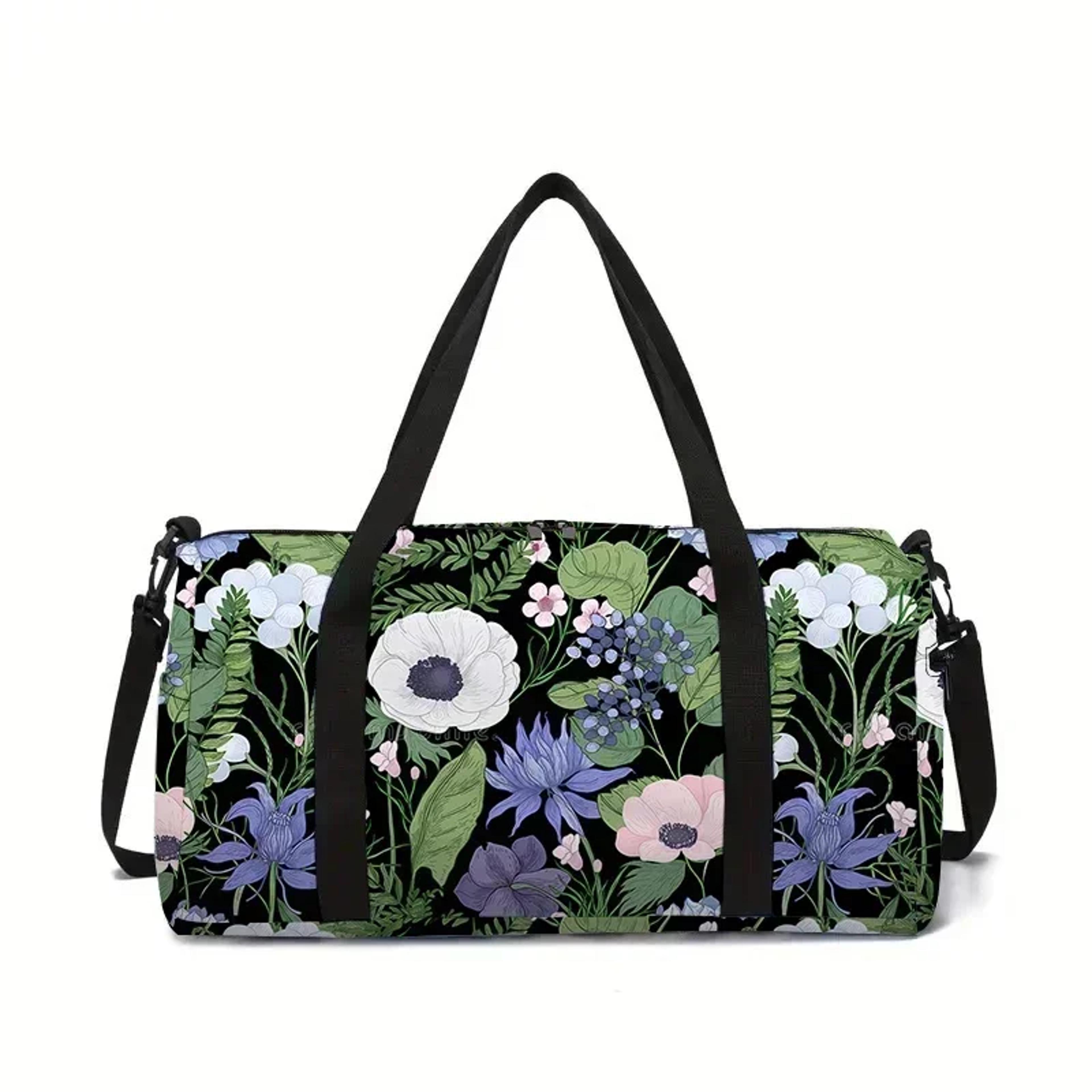 forest flowers kids travel duffel bag large capacity cartoon luggage handbag for girls and boys