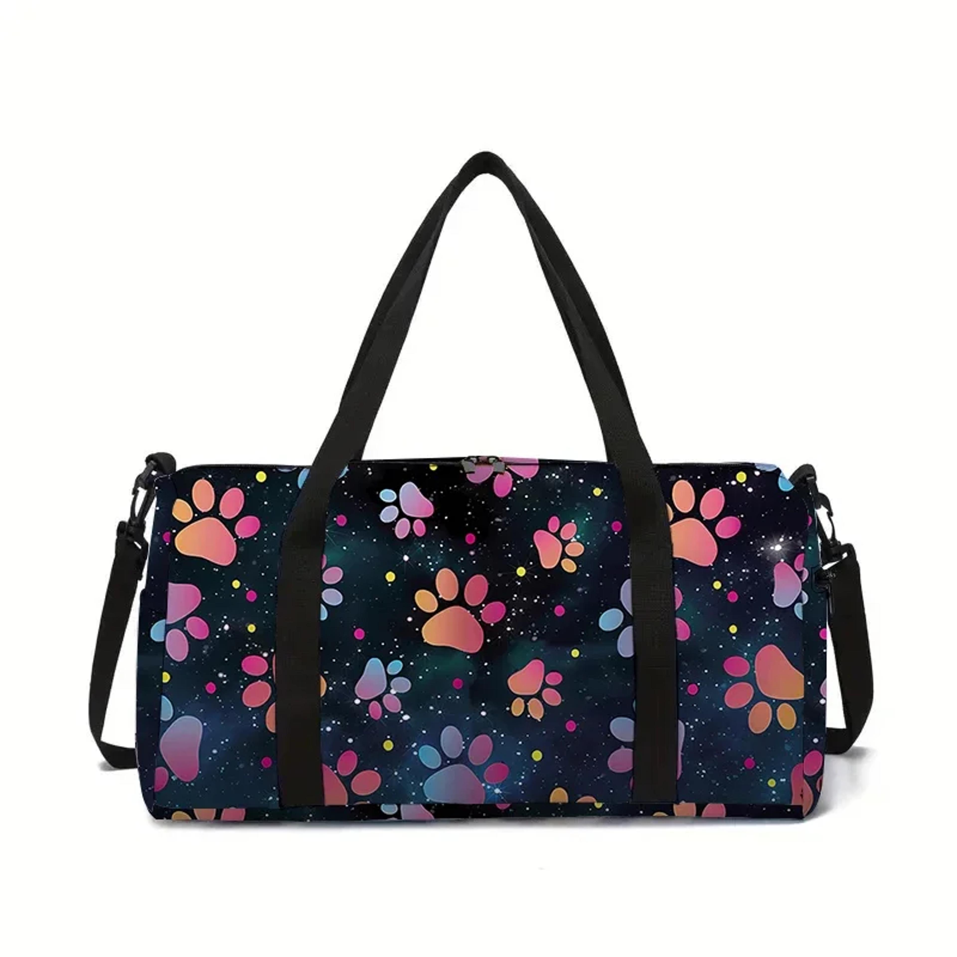 paw prints kids travel duffel bag large capacity cartoon luggage bag for boys and girls