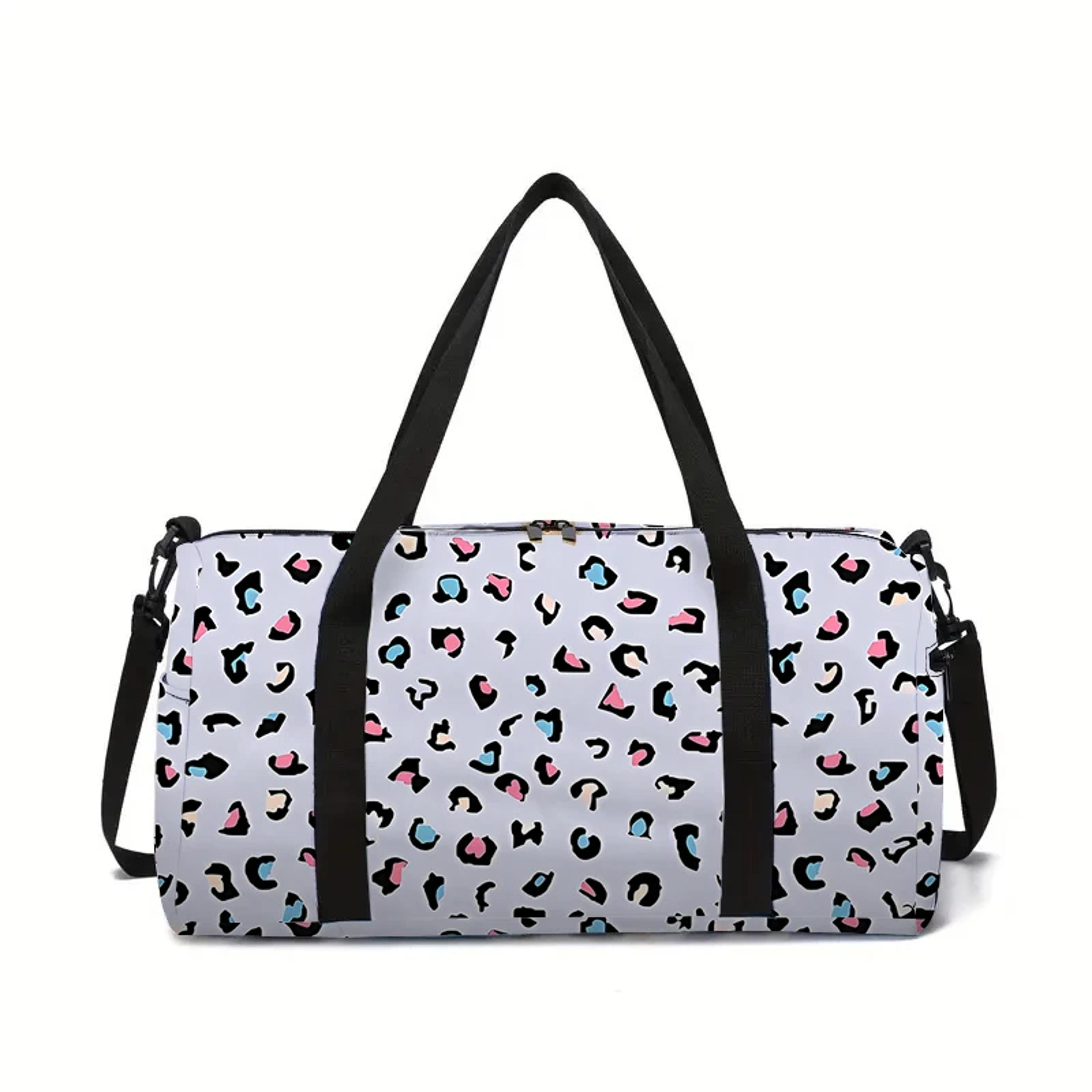 leopard cartoon travel duffel bag for kids large capacity luggage bag