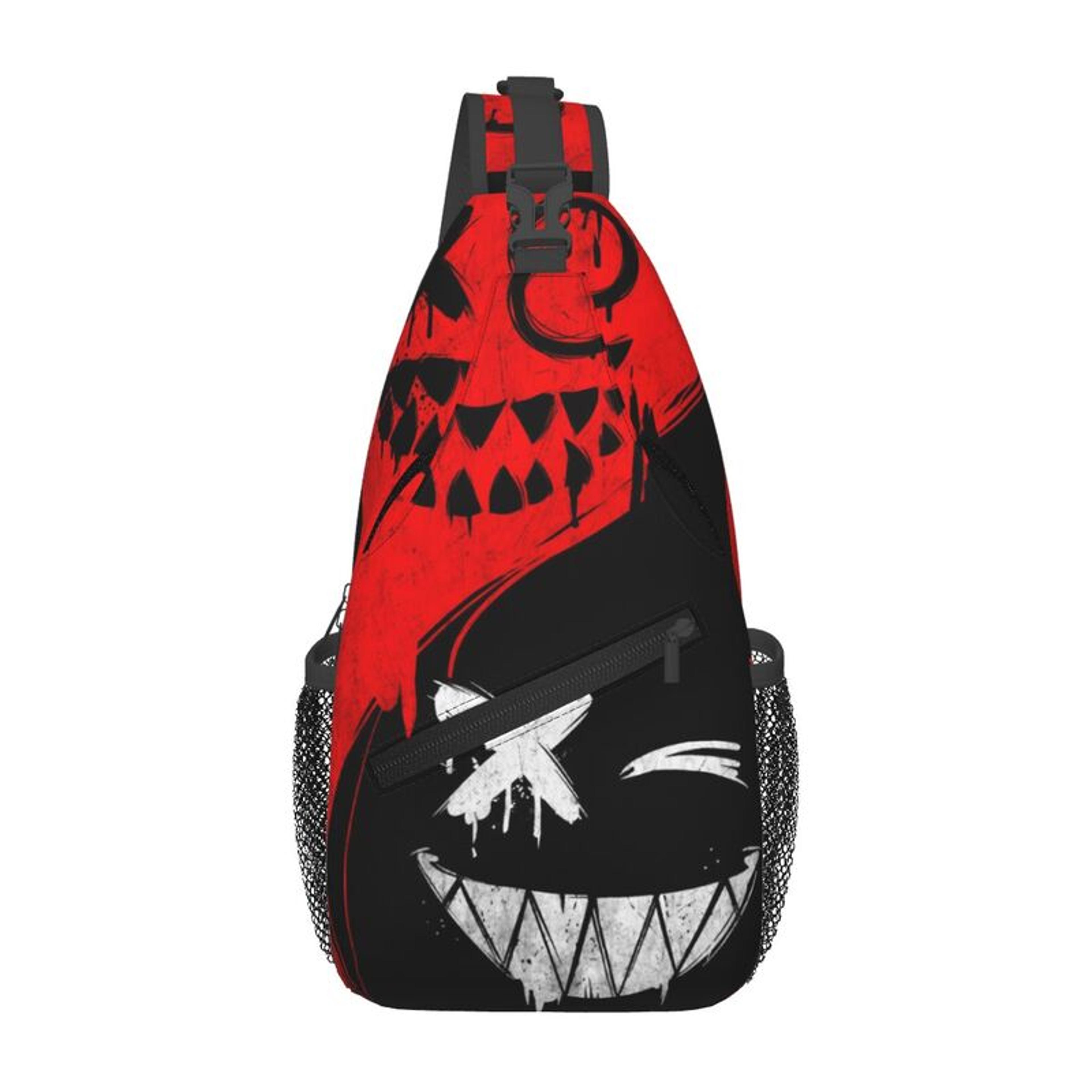 evil head sling bag outdoor sports crossbody backpack