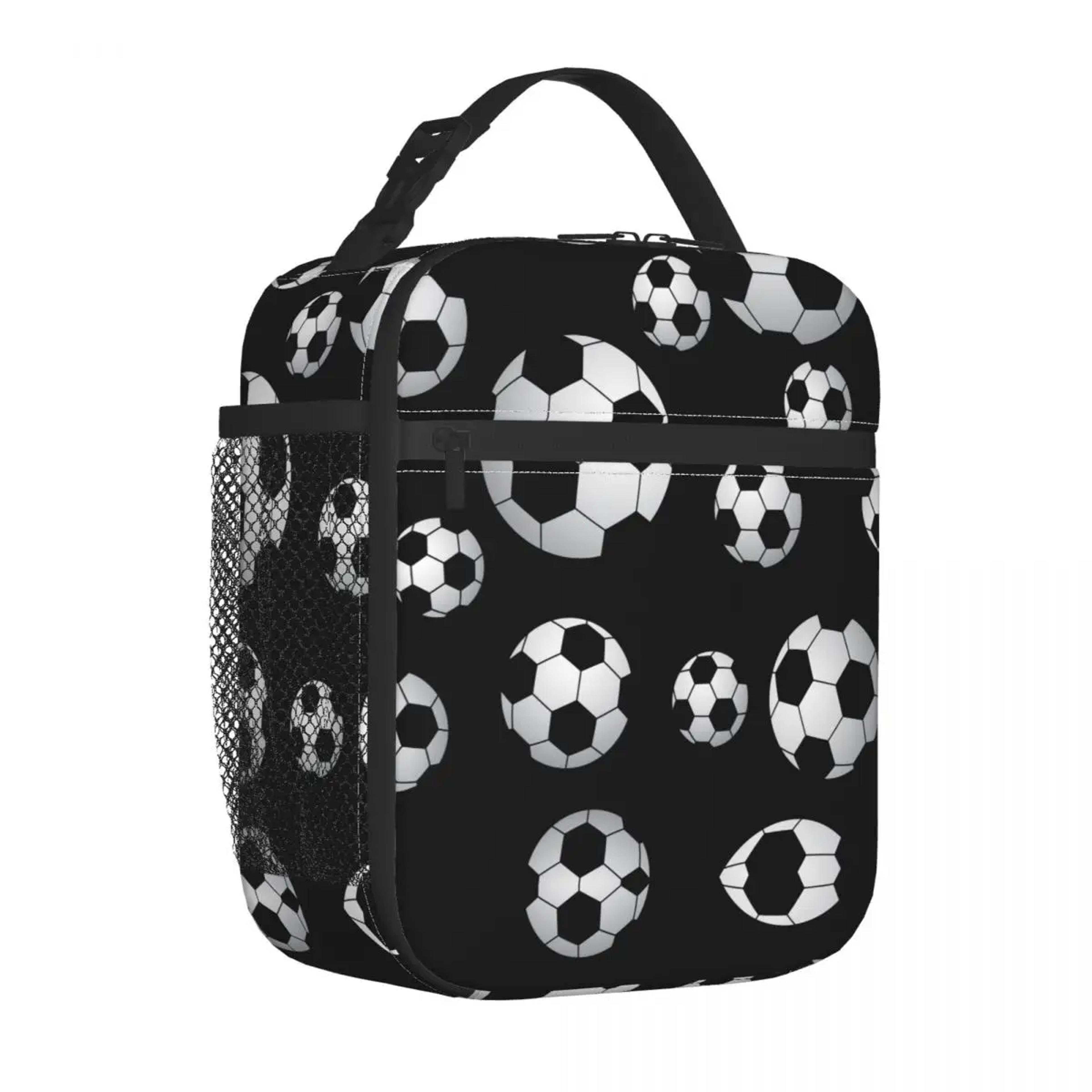 soccer insulated lunch bag cooler tote for sports fans students and picnics