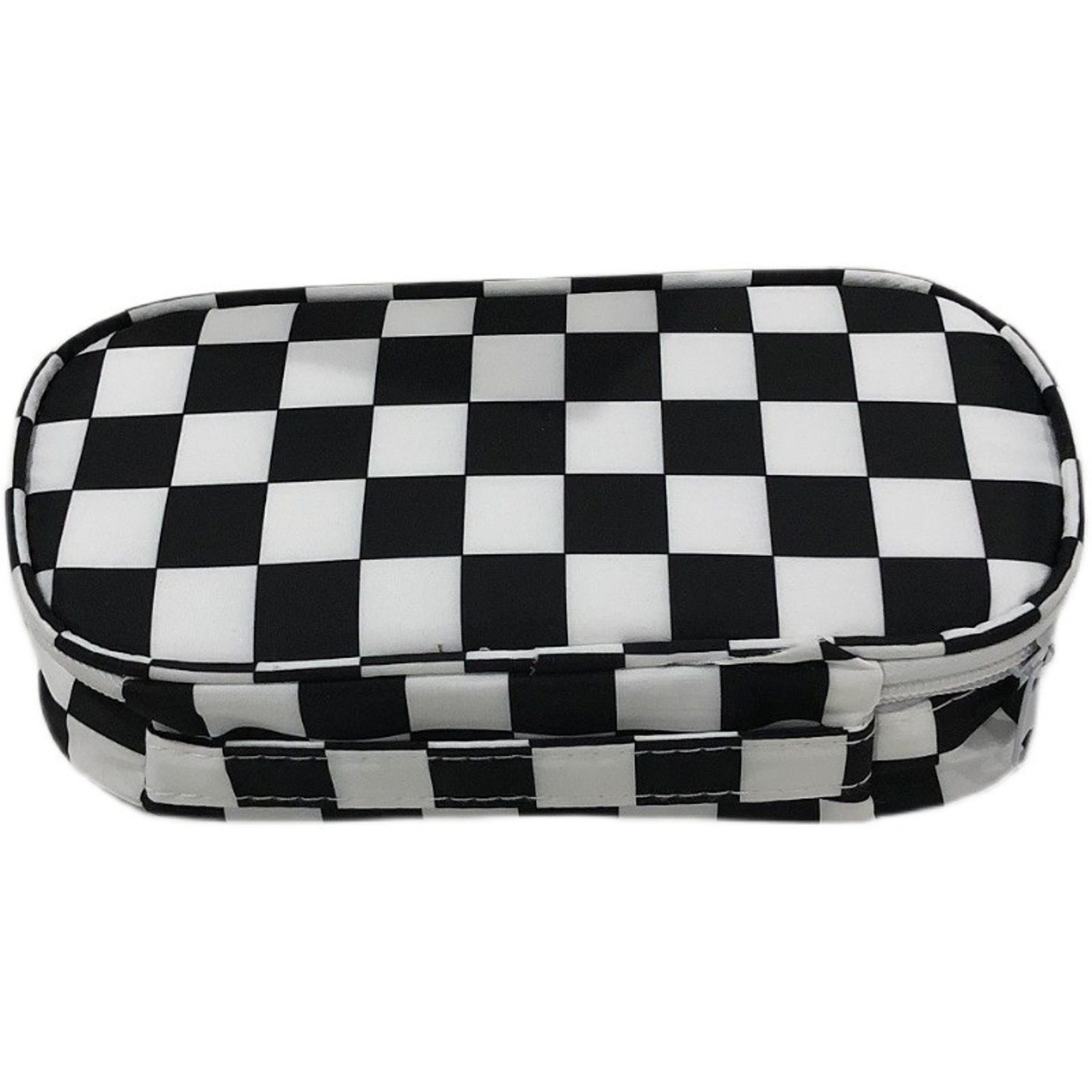 checkerboard large capacity pencil case stylish stationery organizer
