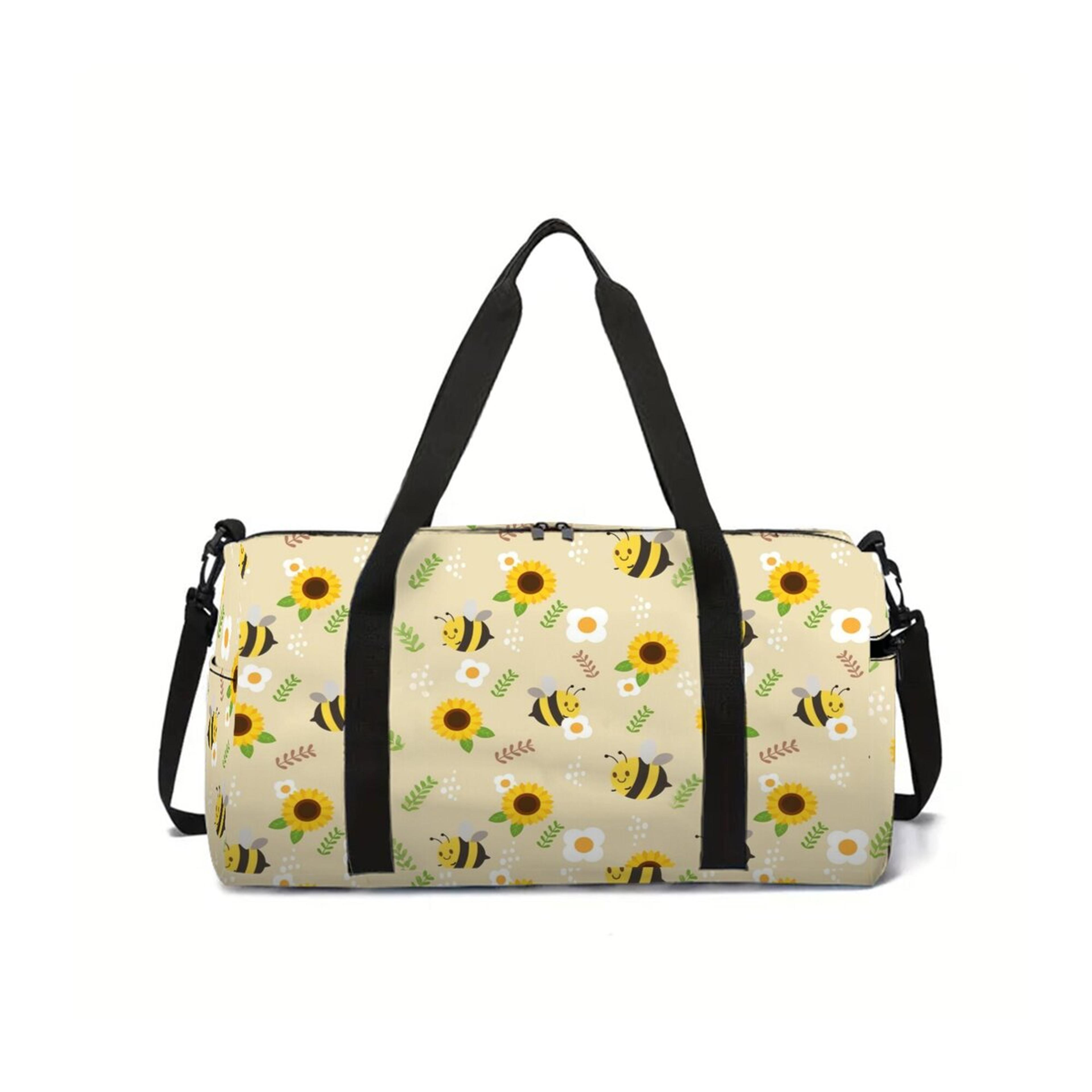 bee print kids travel duffel bag large capacity cartoon luggage bag for boys girls gift