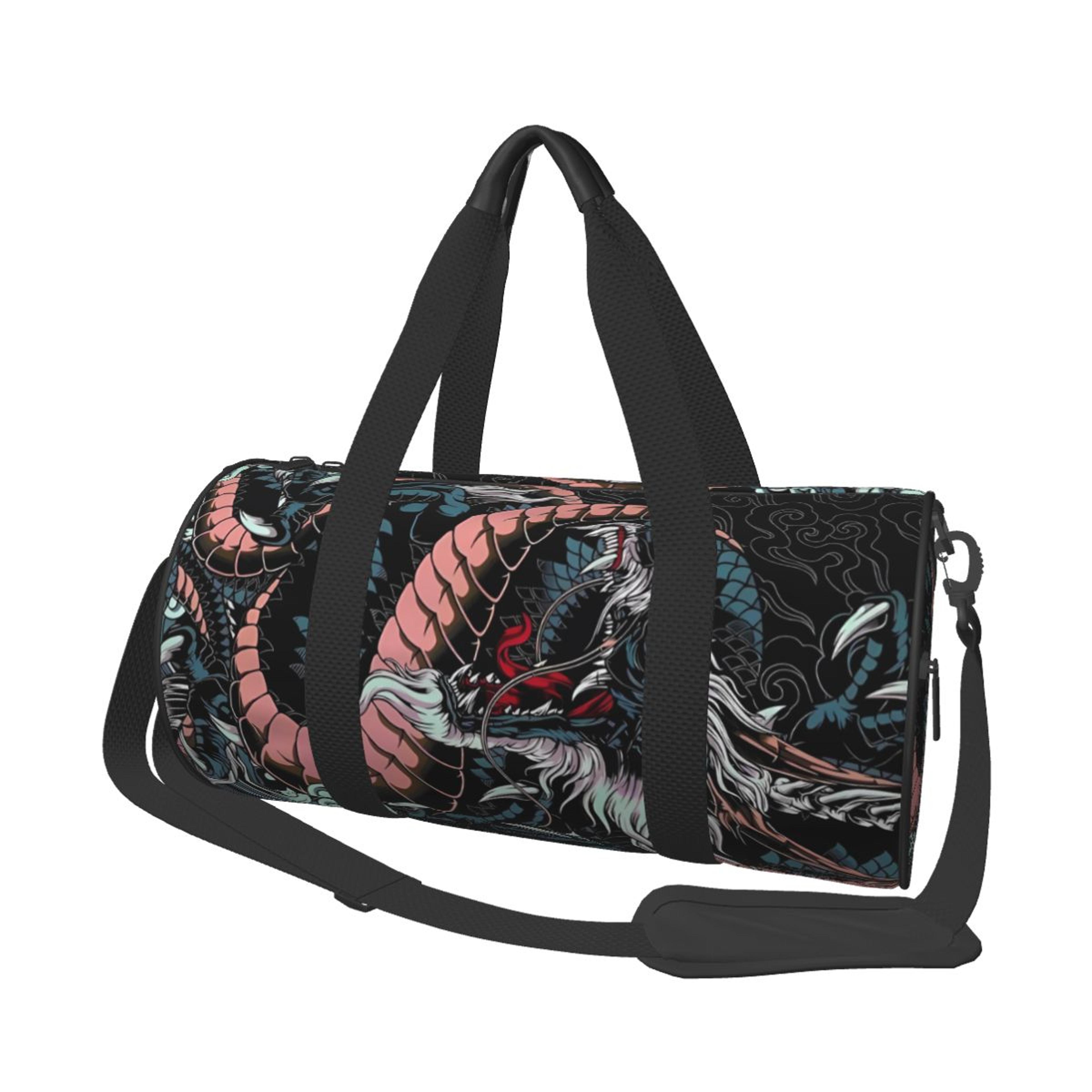 japanese dragon waterproof sports bag gym travel bag with shoe pocket