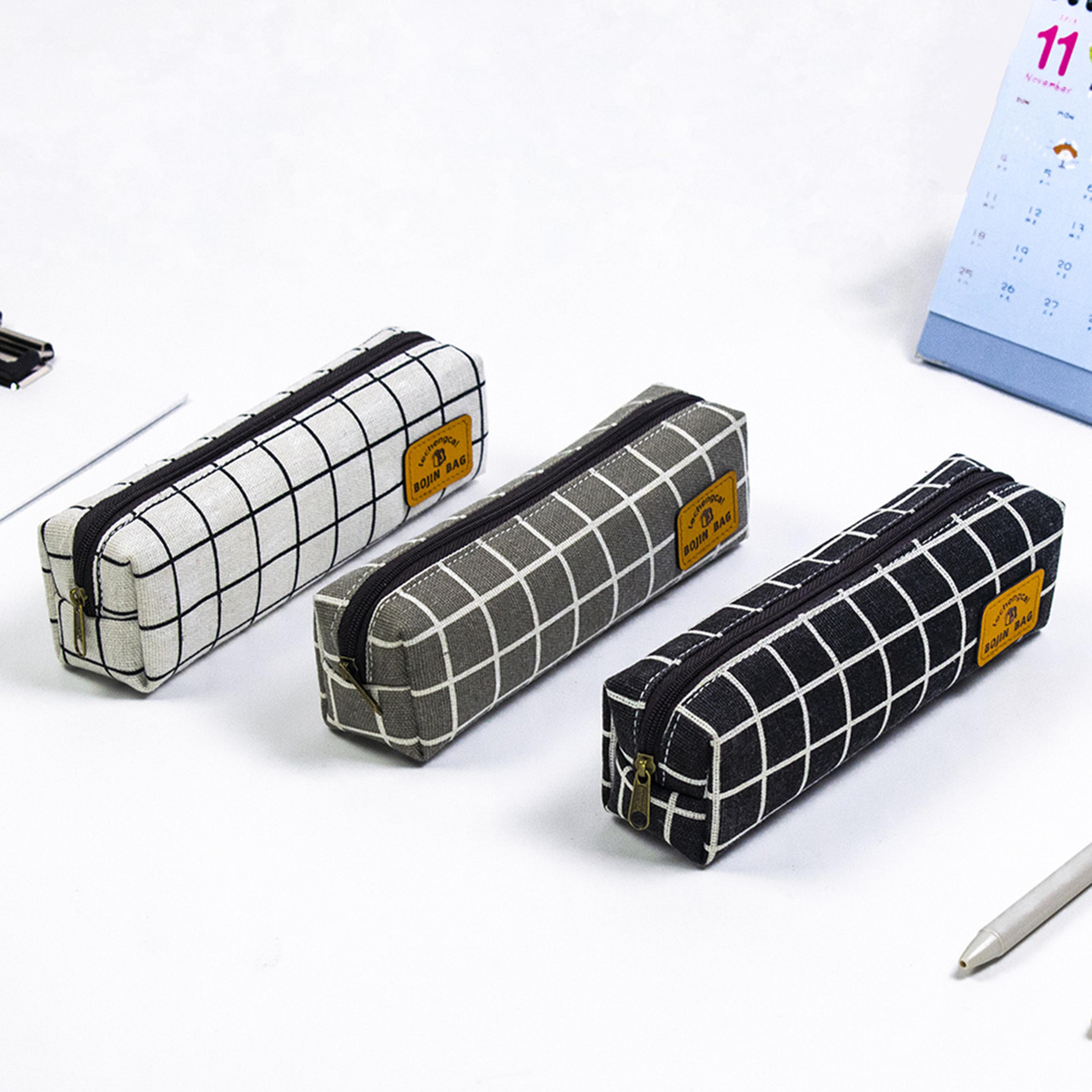 plaid pencil case stylish grid pattern pencil pouch for school and office supplies