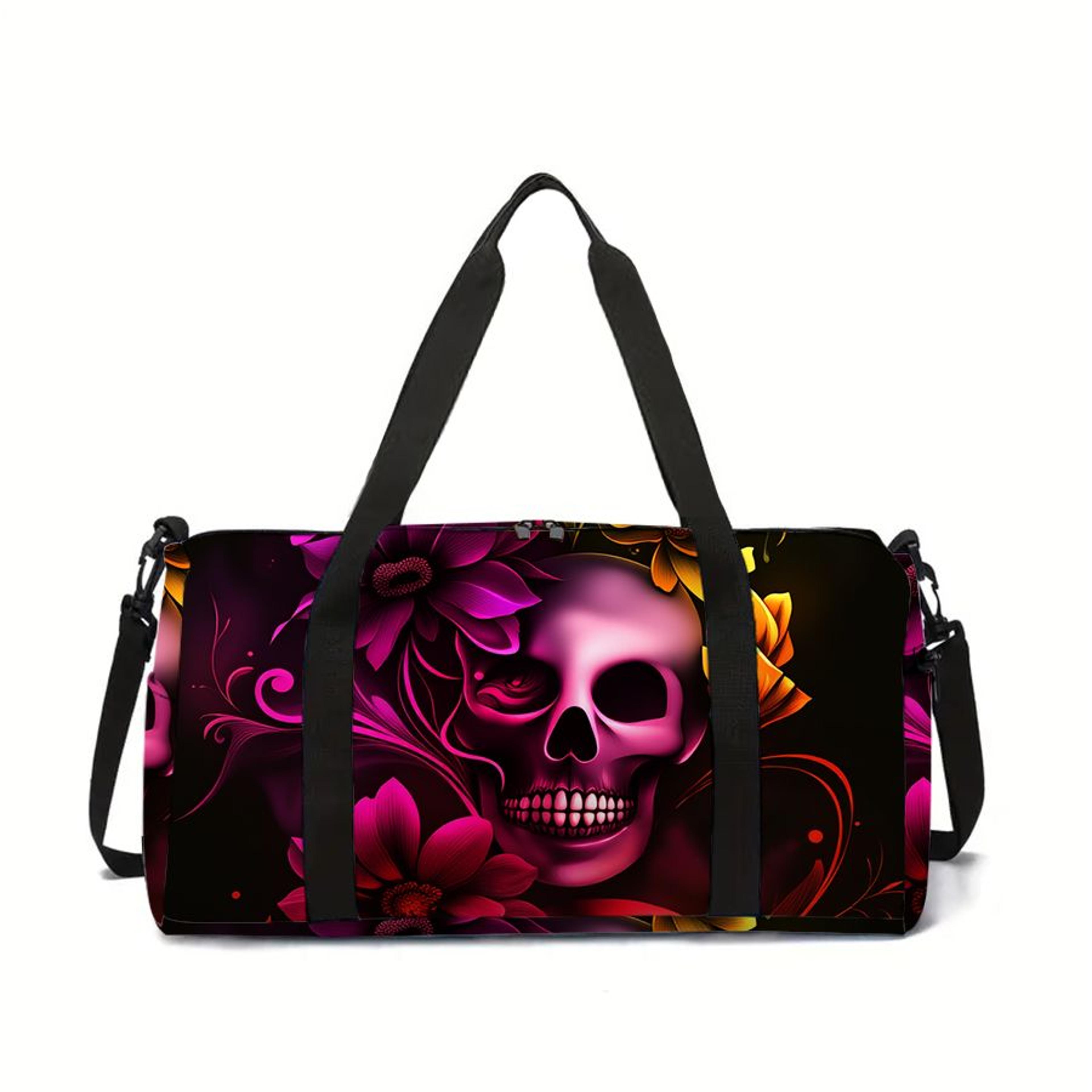 skull print kids travel duffel bag large capacity cartoon luggage bag for boys and girls