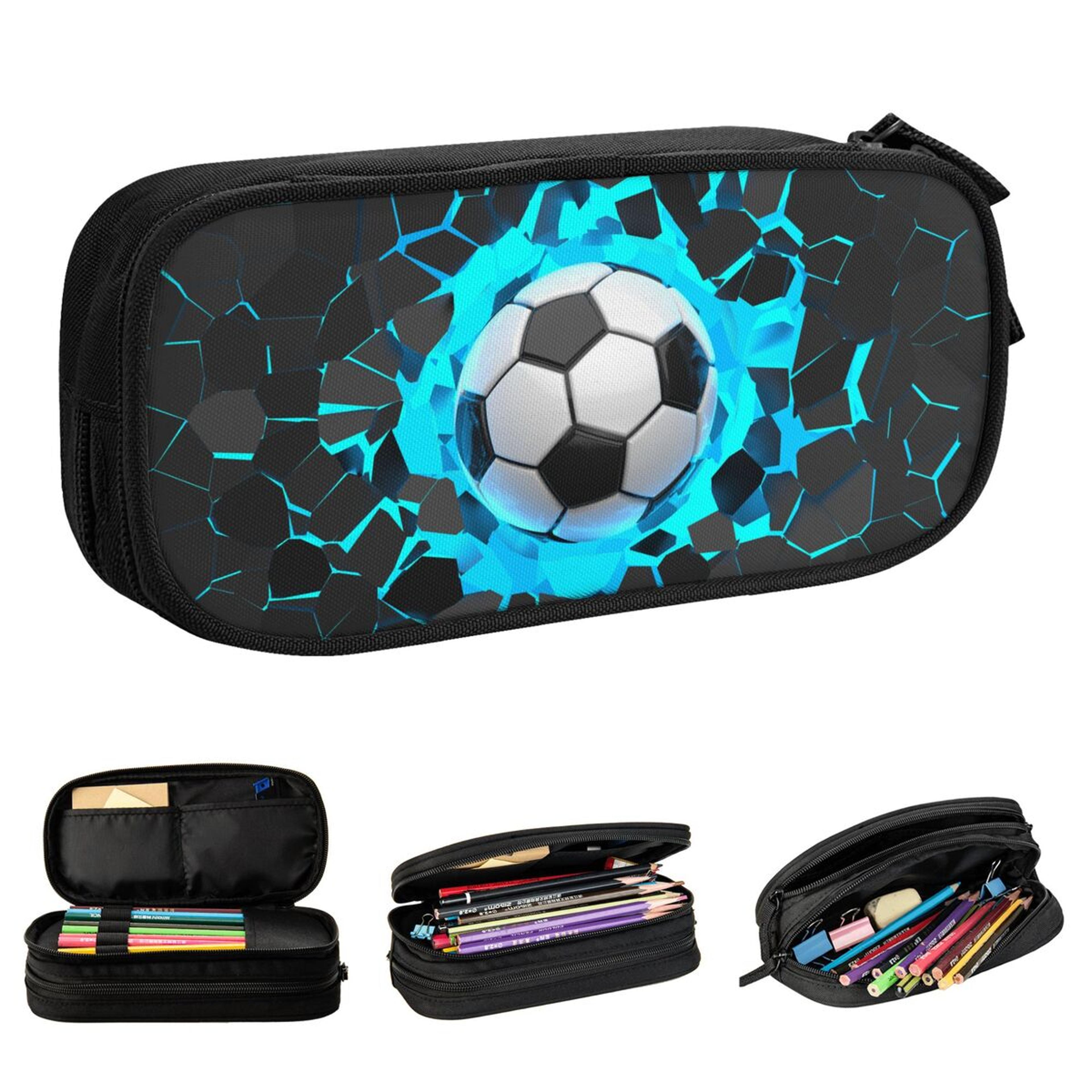 soccer football pencil case large storage sports pen bag for students