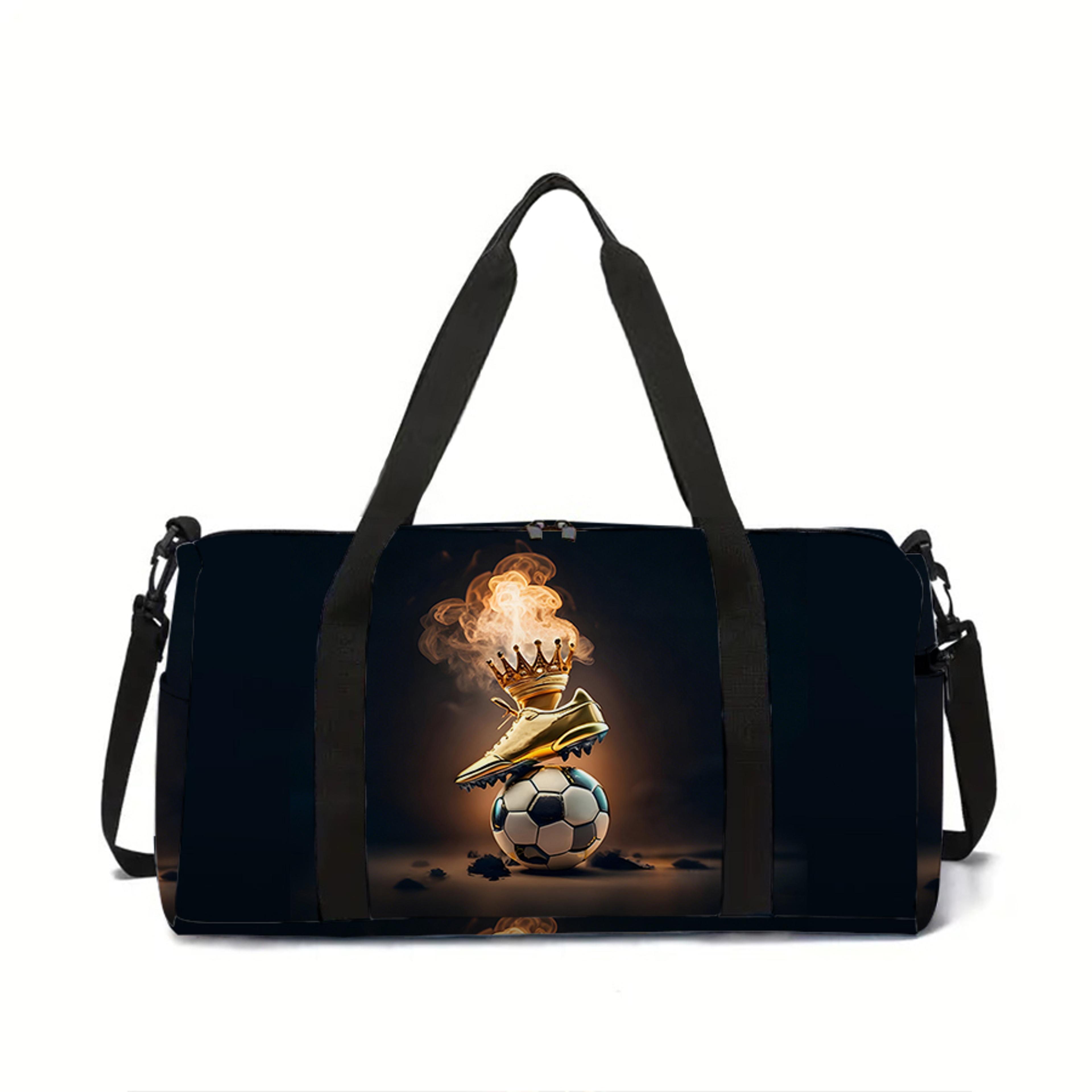 flame football waterproof travel duffle bag for kids gym and sports