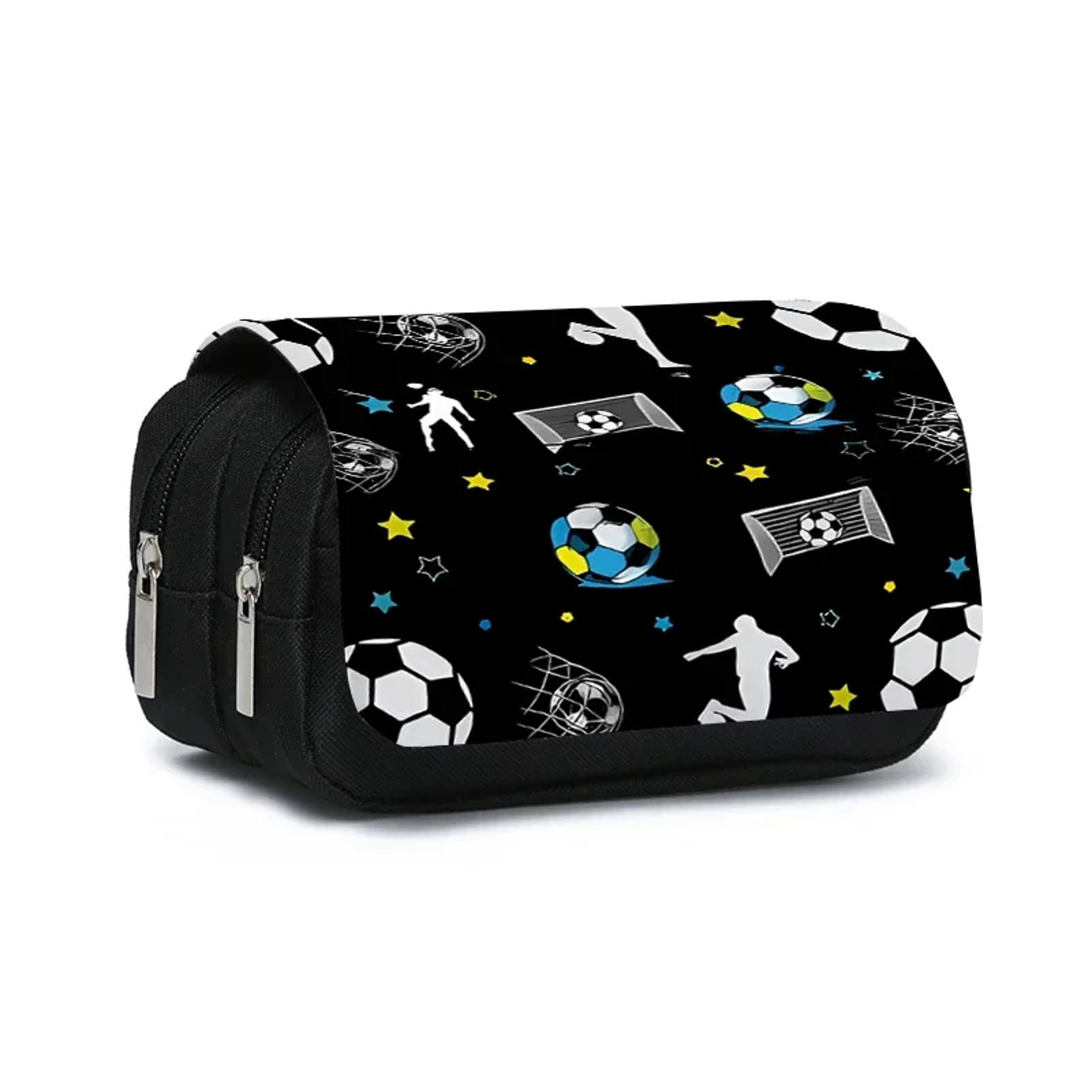 football goalkeeper flip pencil case double layer cartoon school supplies organizer for kids