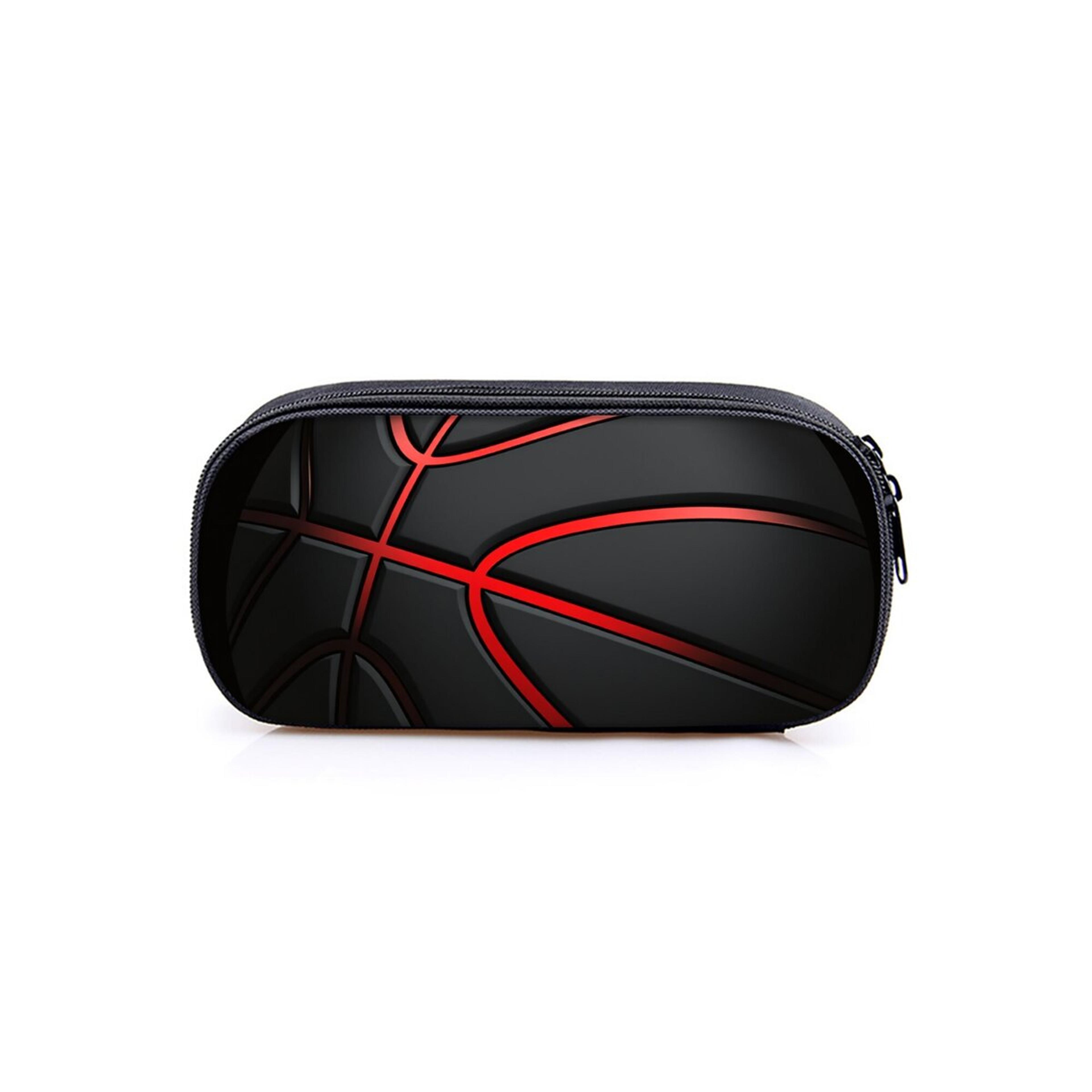 basketball print layered pencil case cartoon pen bag for school supplies