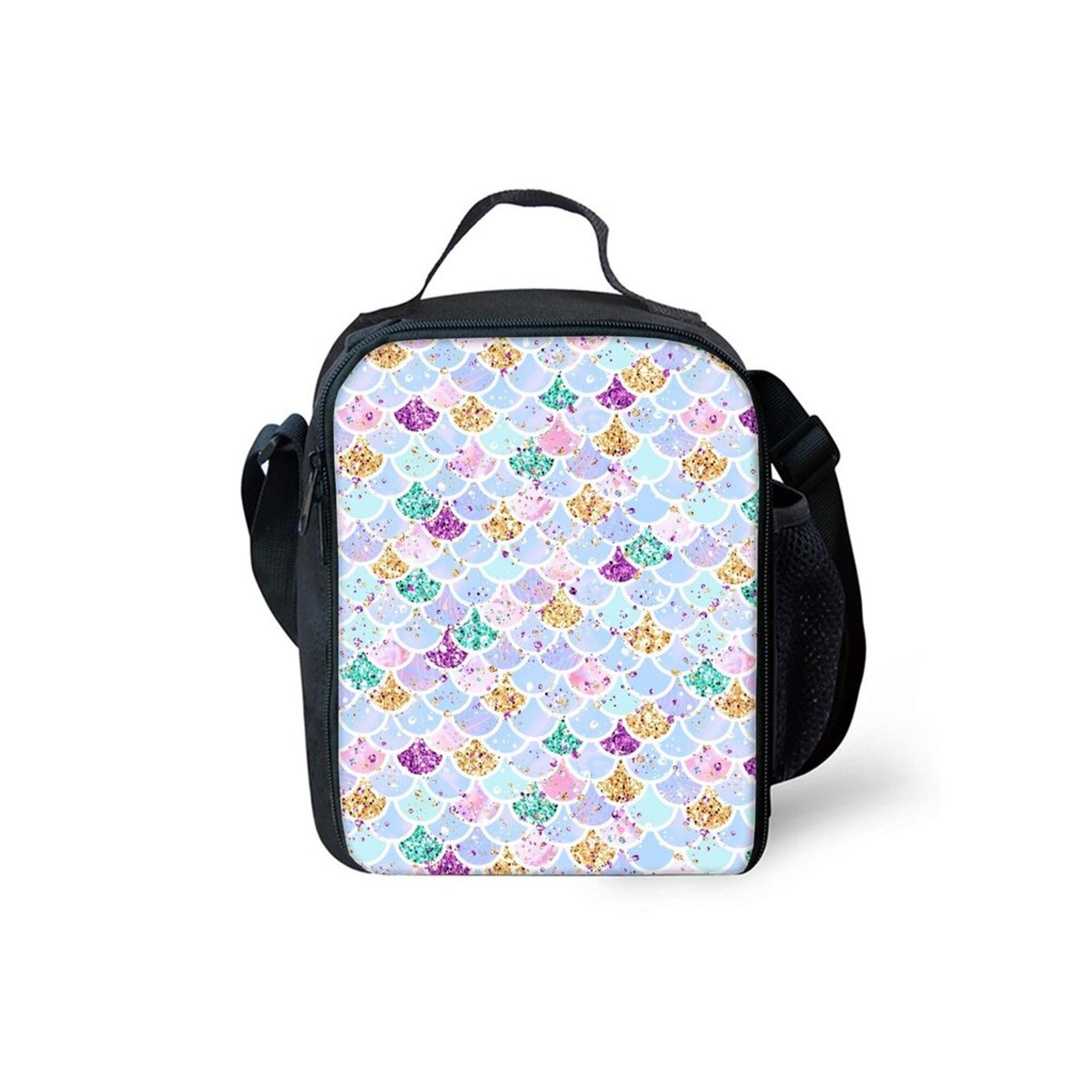 mermaid print insulated lunch bag for kids girls boys thermal food storage bag