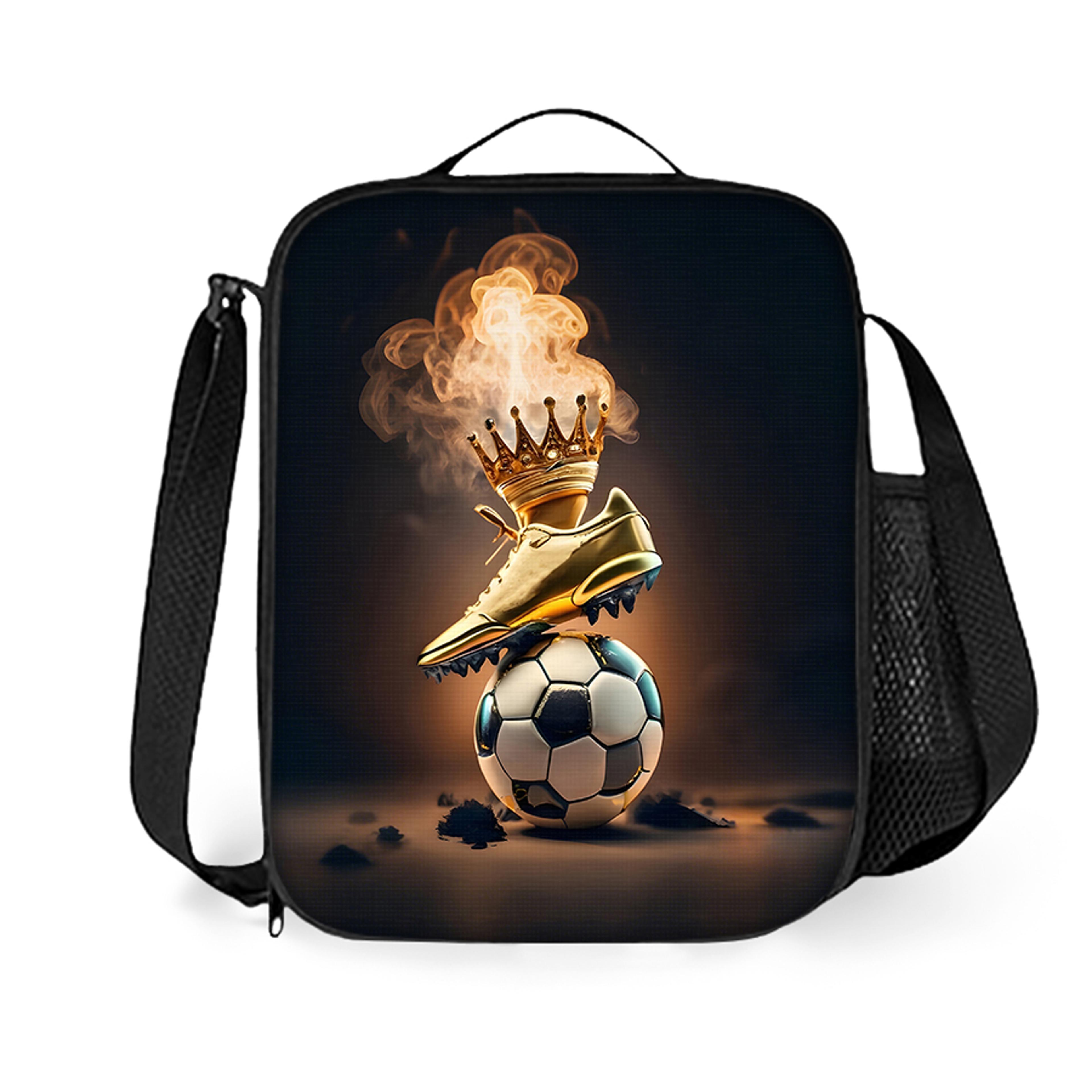 football insulated lunch bag for kids large capacity cartoon lunch box