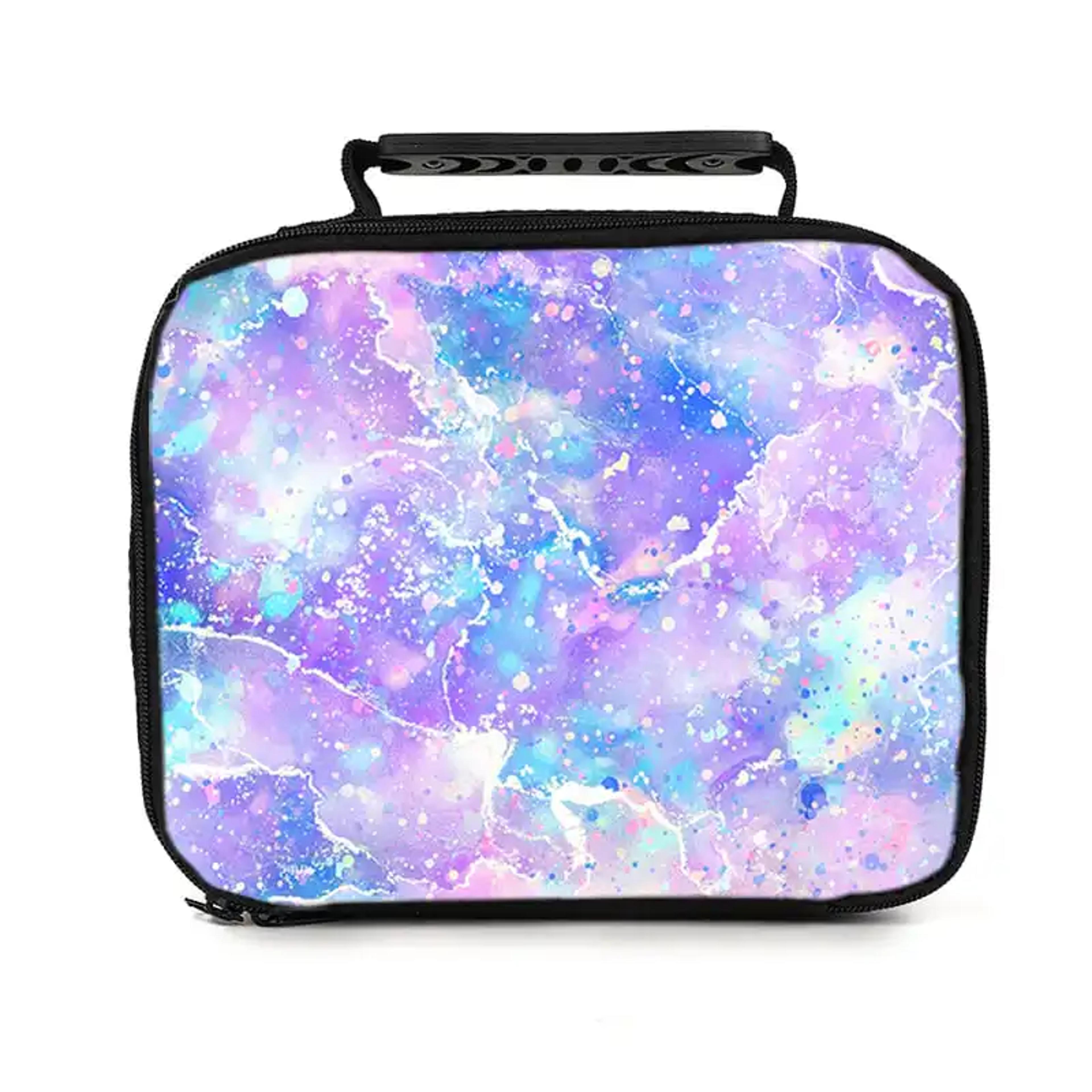 blue purple cartoon lunch bag for kids school bento picnic food storage