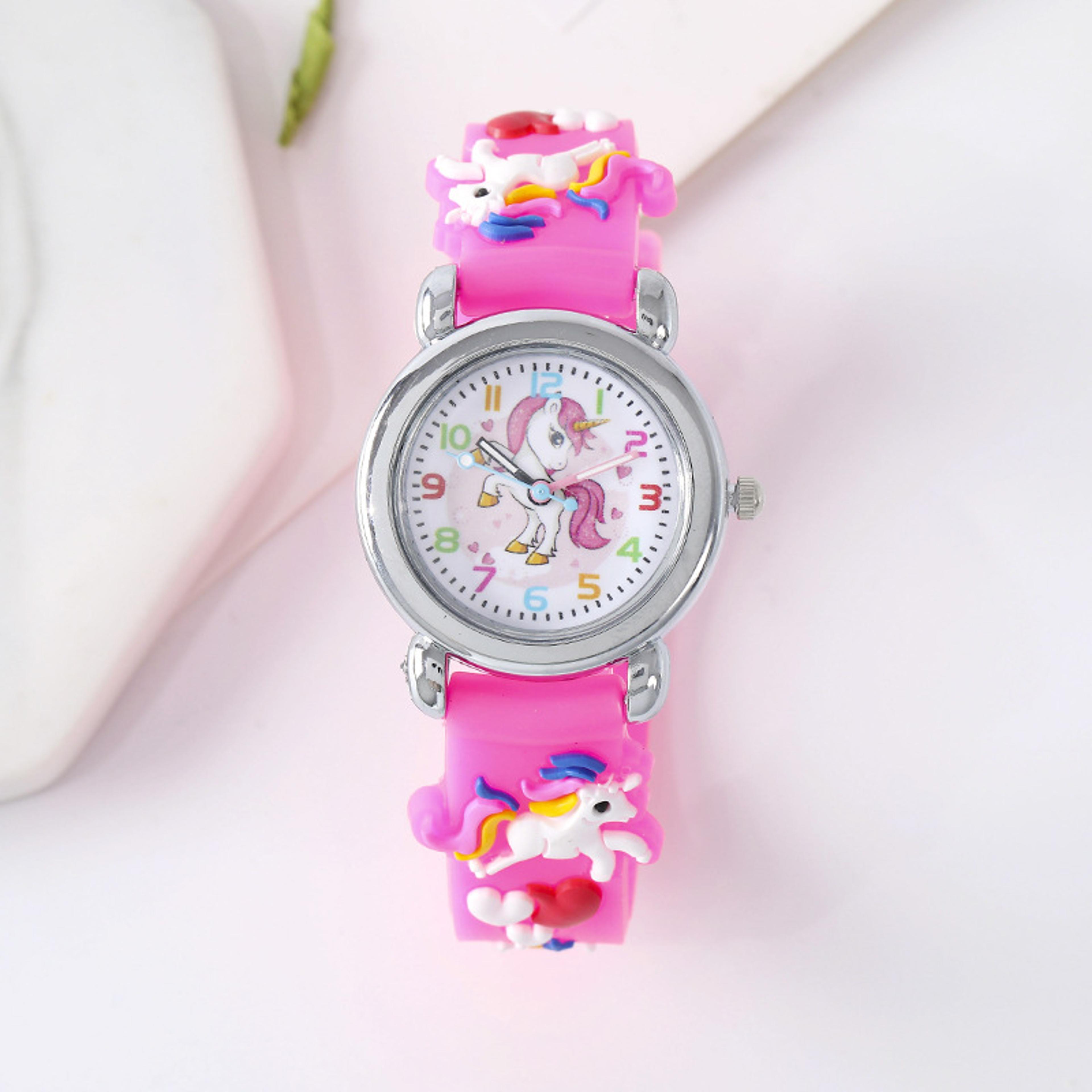cute unicorn kids watch for girls cartoon silicone band student gift