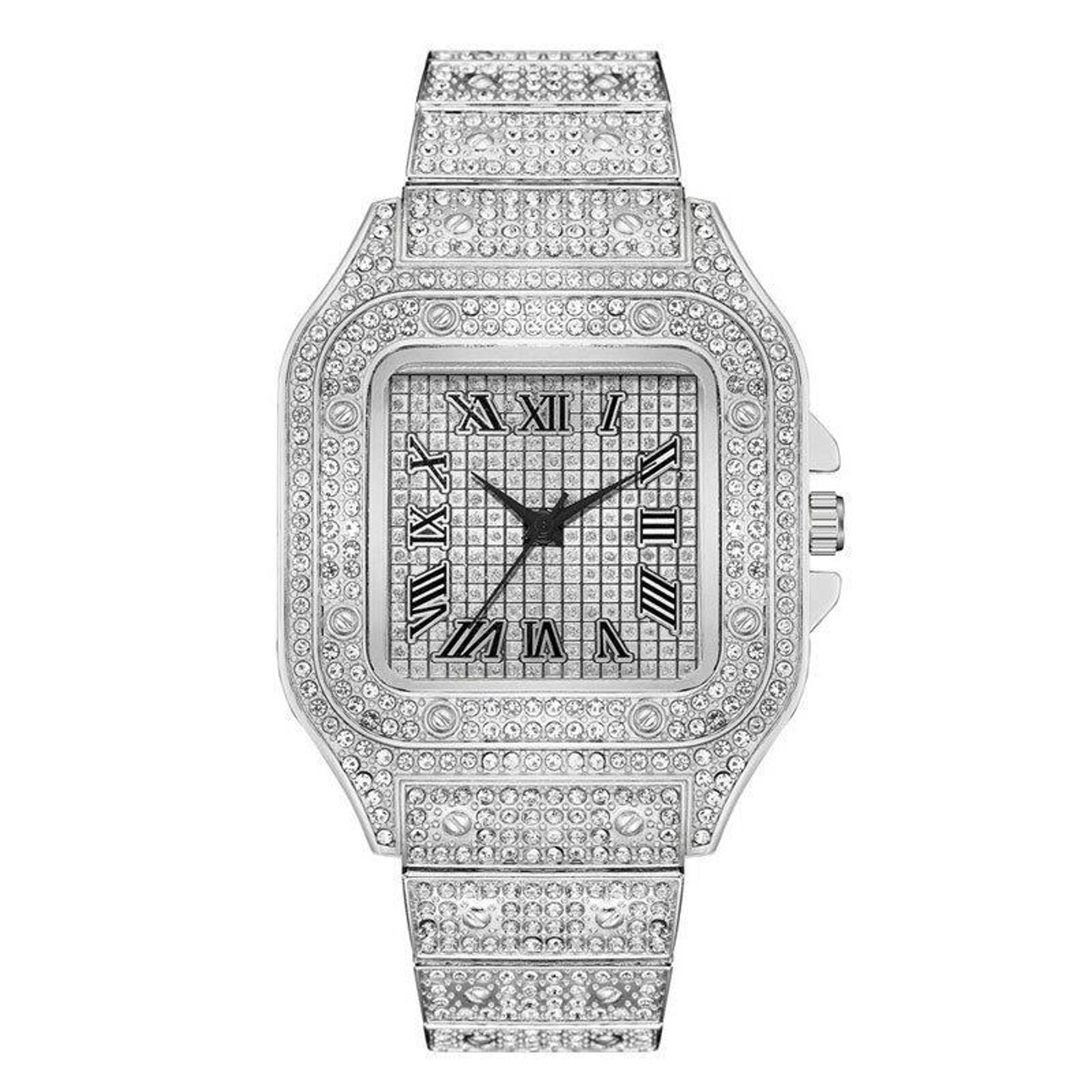 luxury diamond gold watch for men and women elegant rhinestone bracelet timepiece