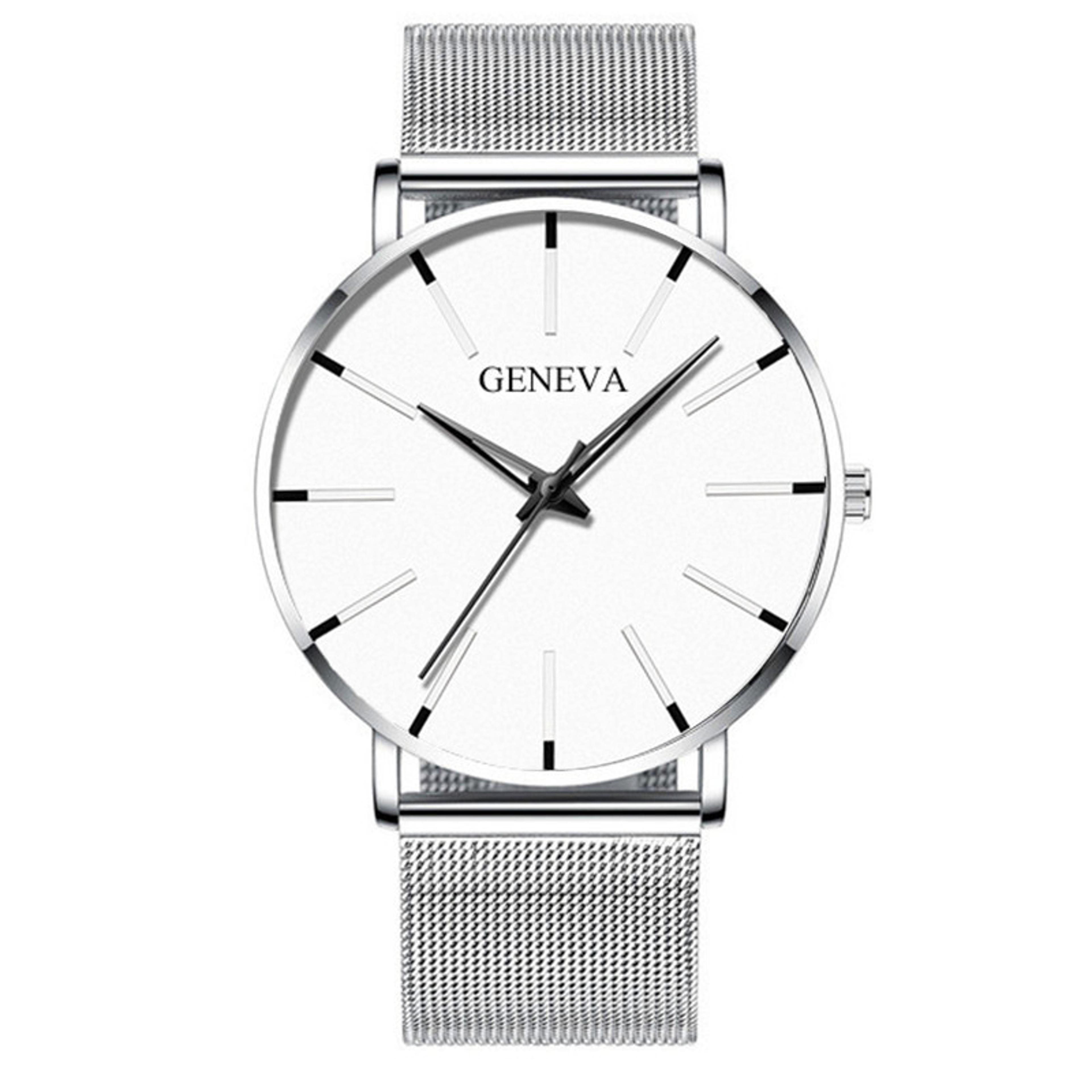 luxury slim mesh steel quartz watch for men waterproof casual sport style