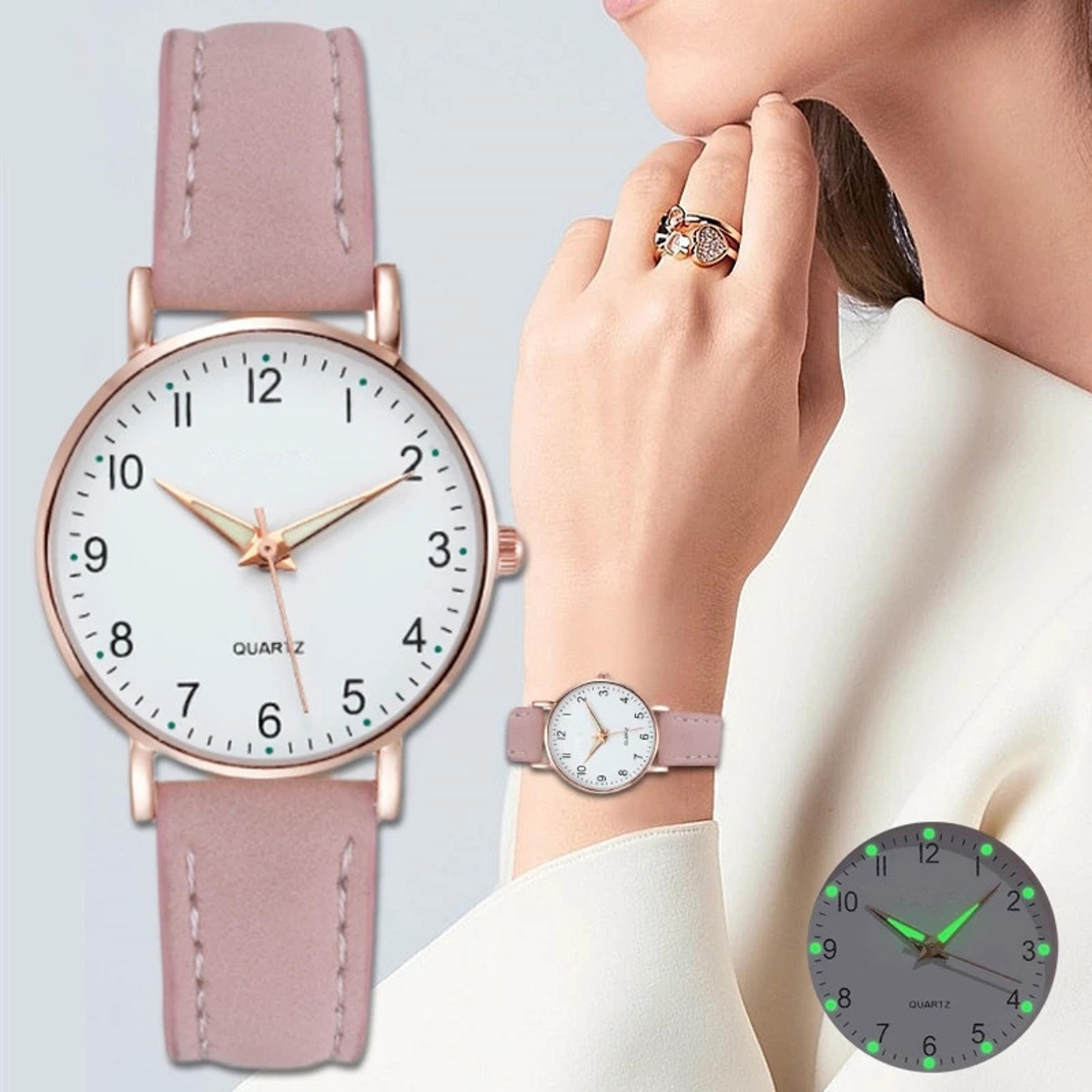 elegant womens leather strap luminous quartz watch luxury analog wristwatch