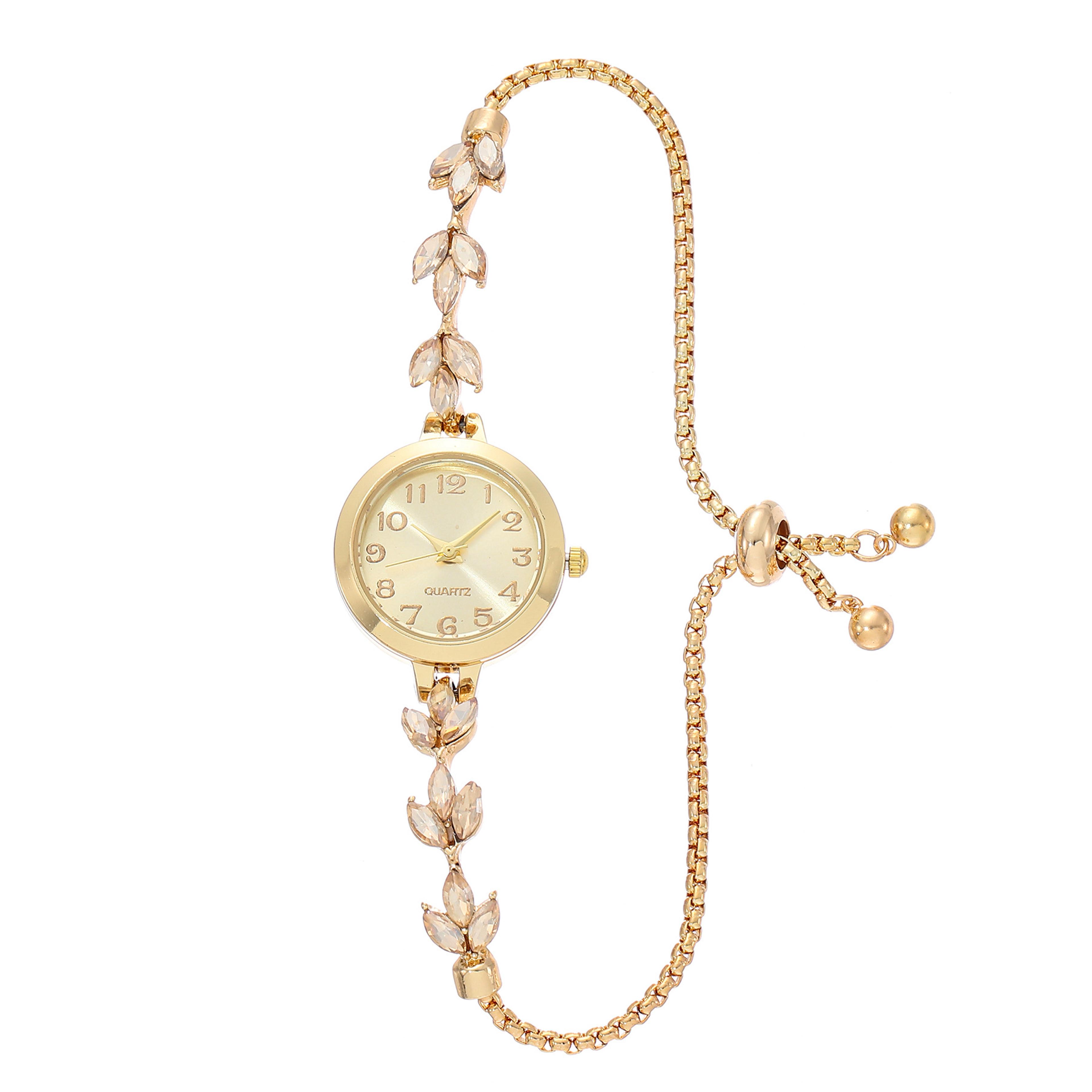 heart ribbon strap diamond studded flower watch for women elegant adjustable bracelet