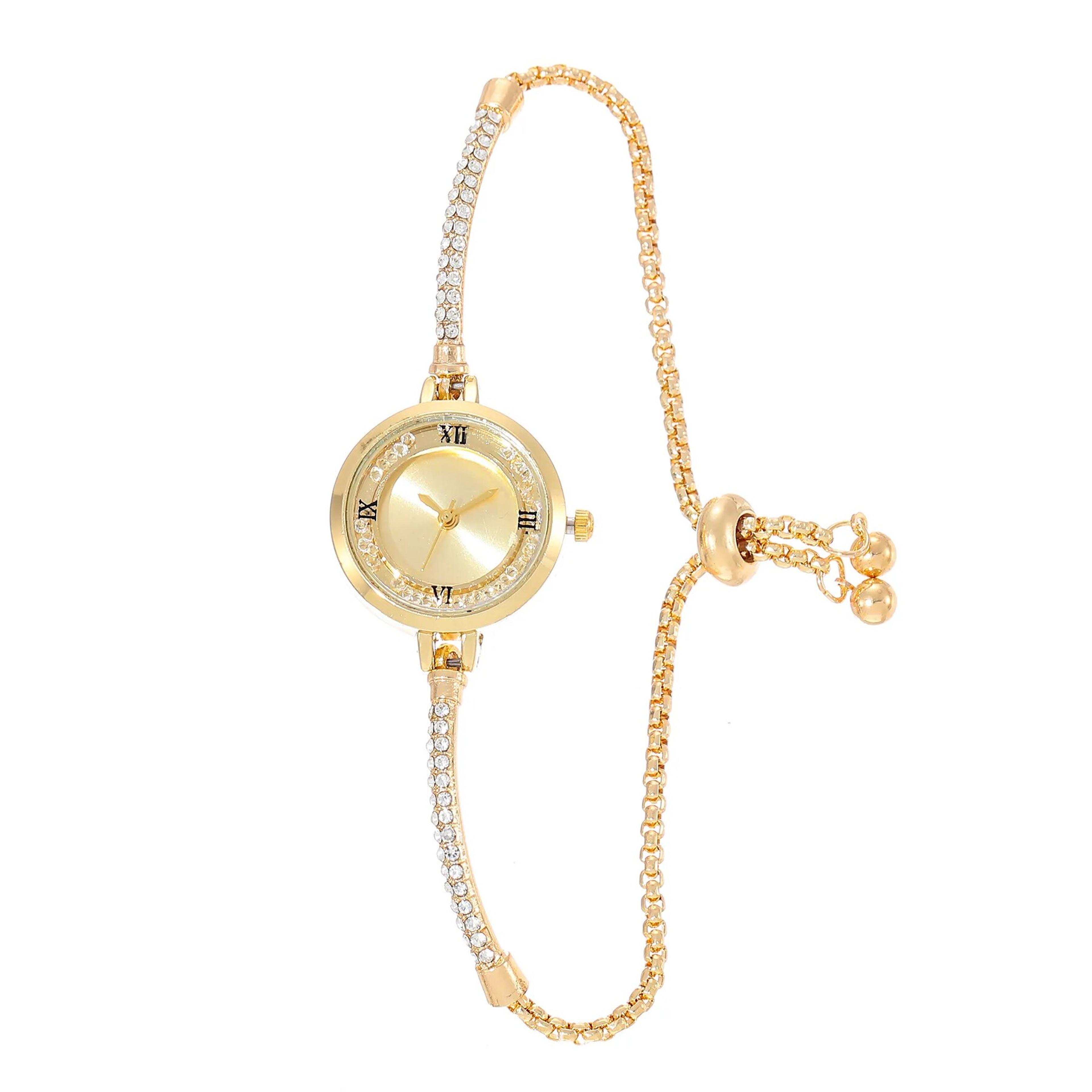 elegant gold bracelet watch for women small dial quartz wristwatch