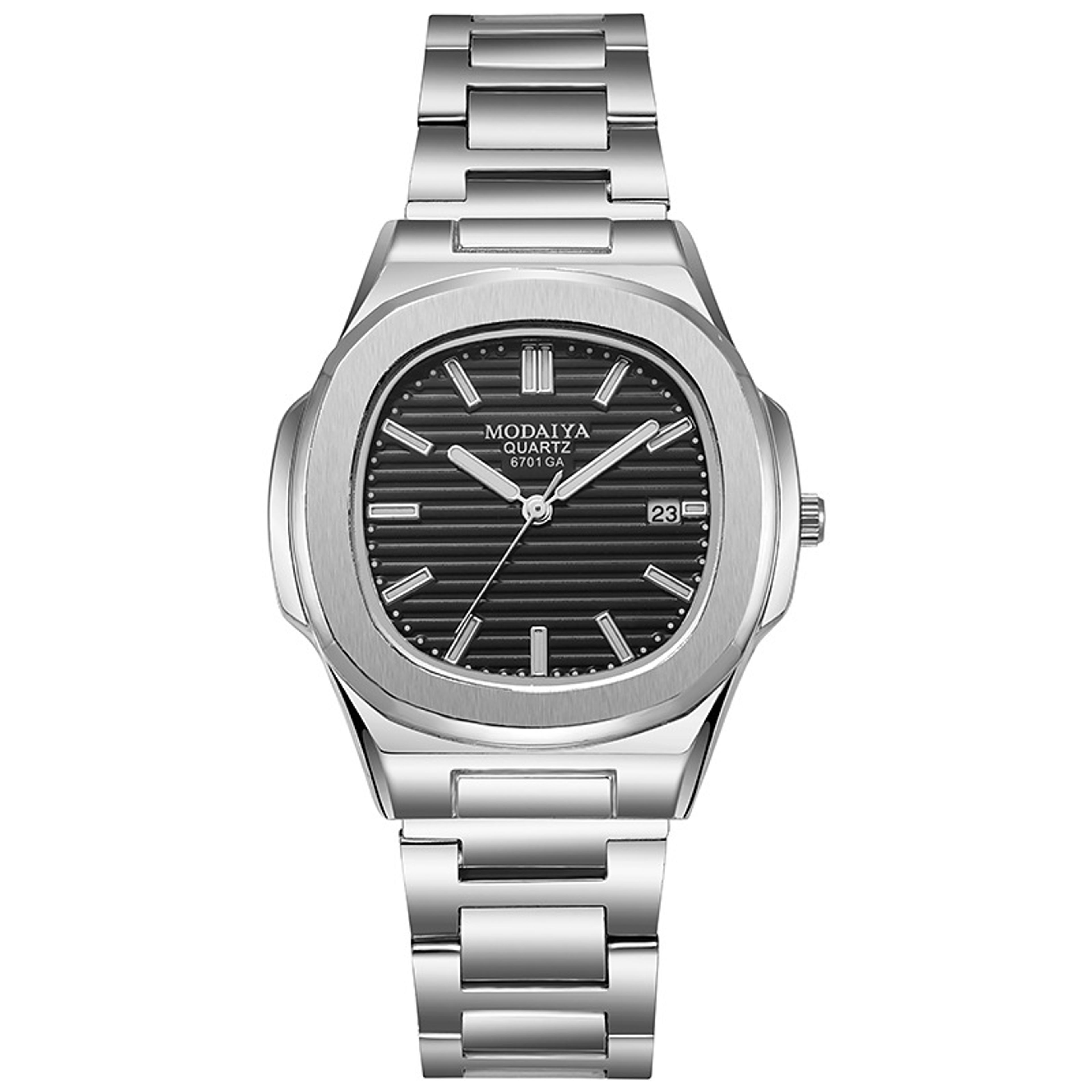 luxury square quartz stainless steel business watch for men
