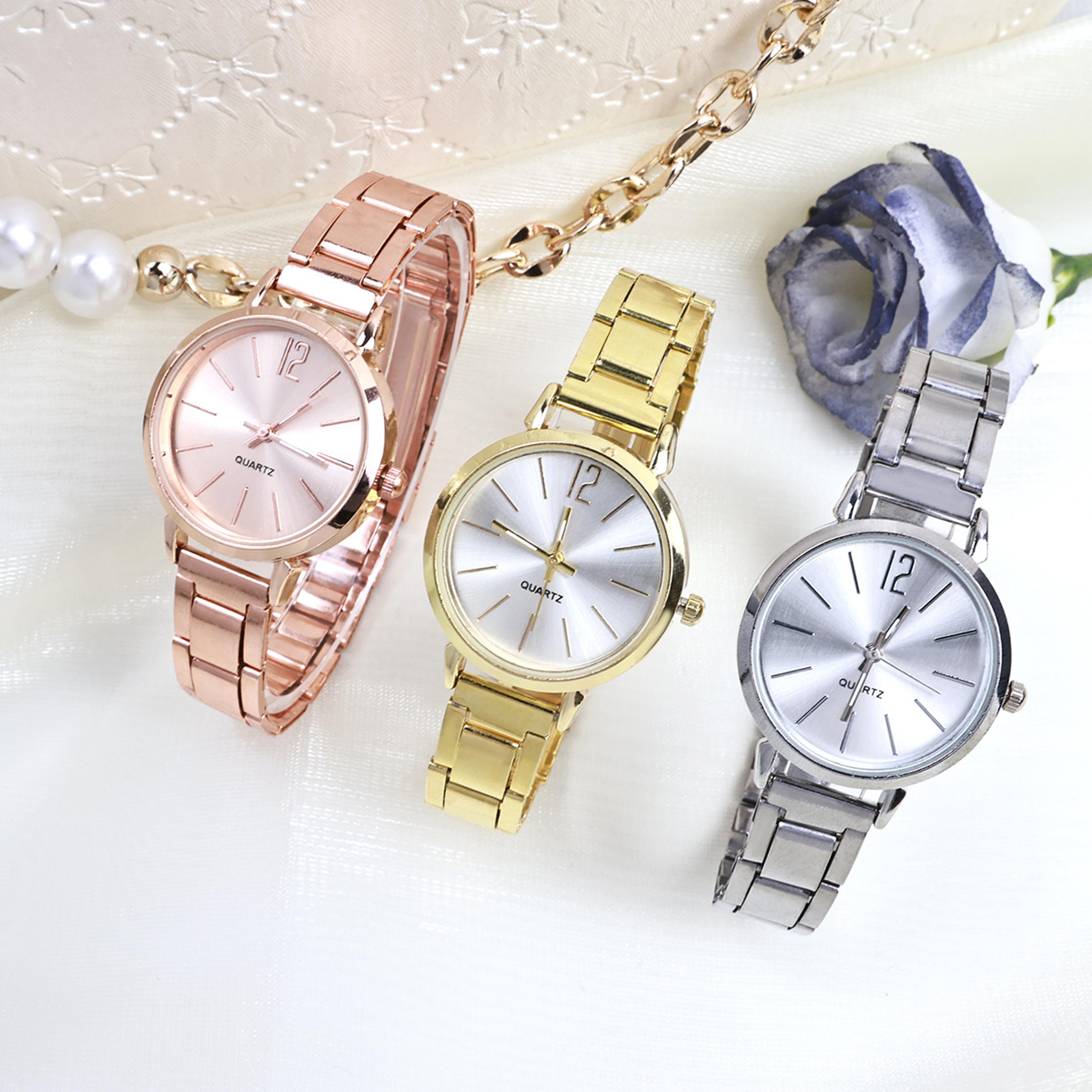 fashion small dial gold watch for women luxury alloy strap quartz wristwatch