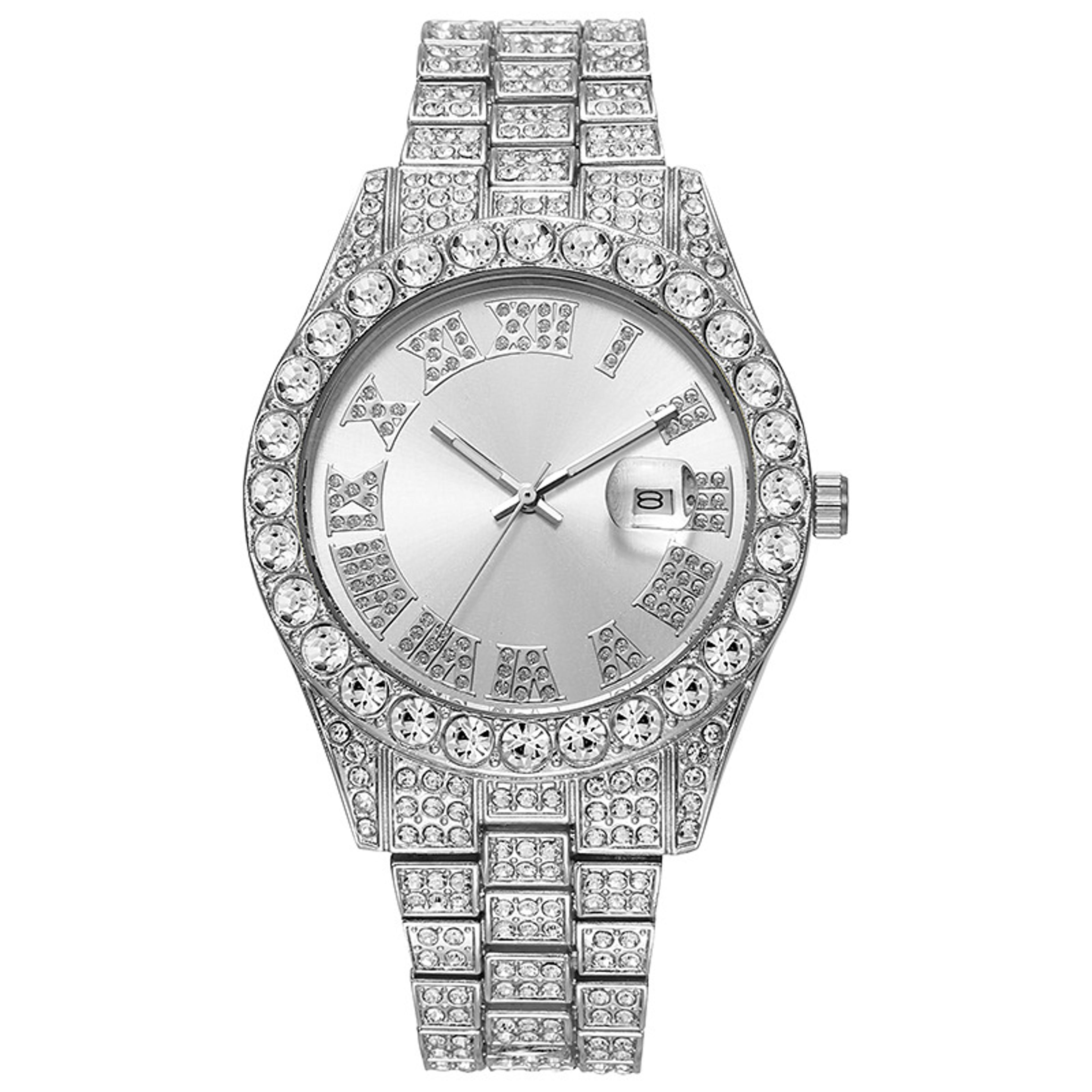 luxury diamond square men's watch stainless steel quartz fashion sports timepiece