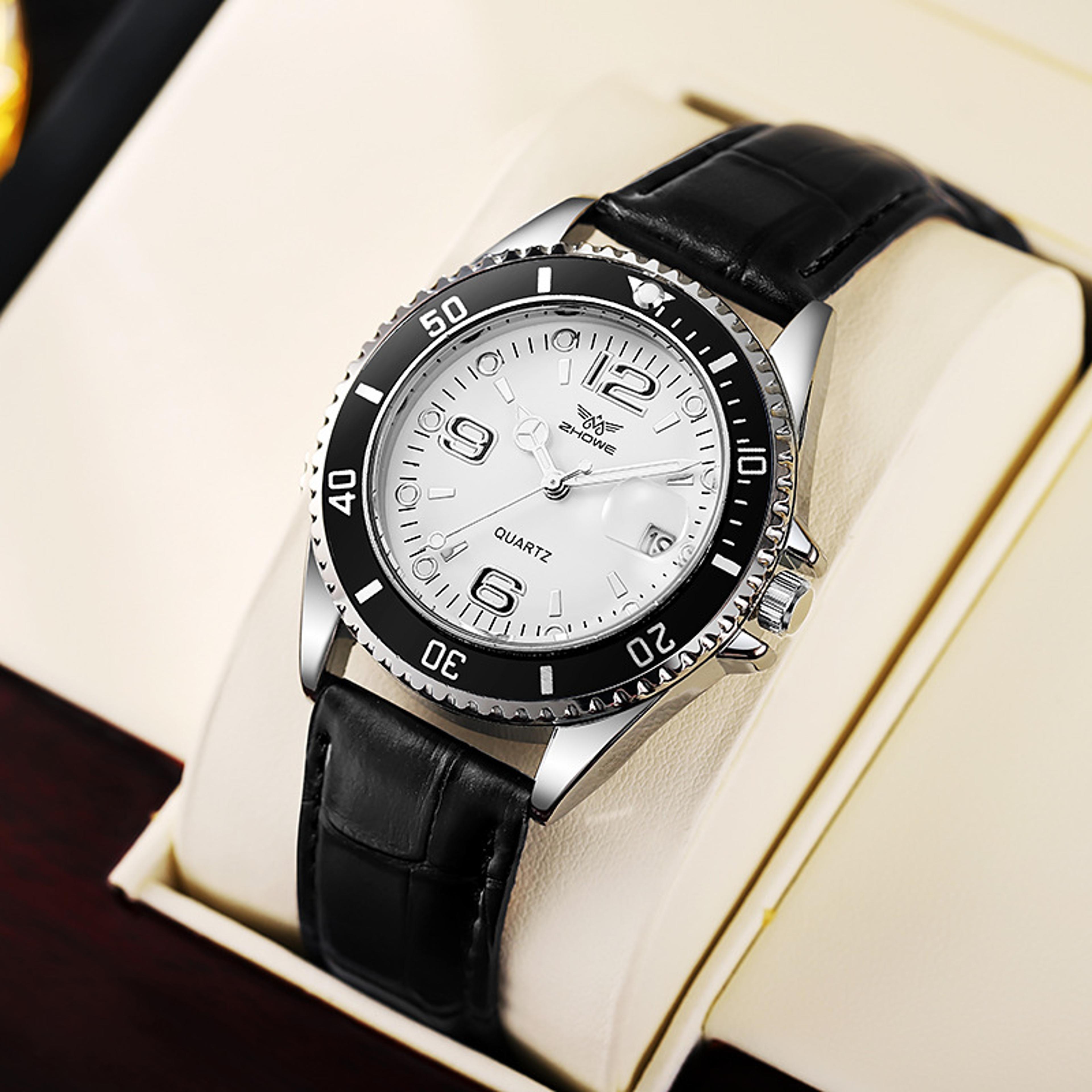 men casual military quartz watch leather waterproof business sport wrist watch