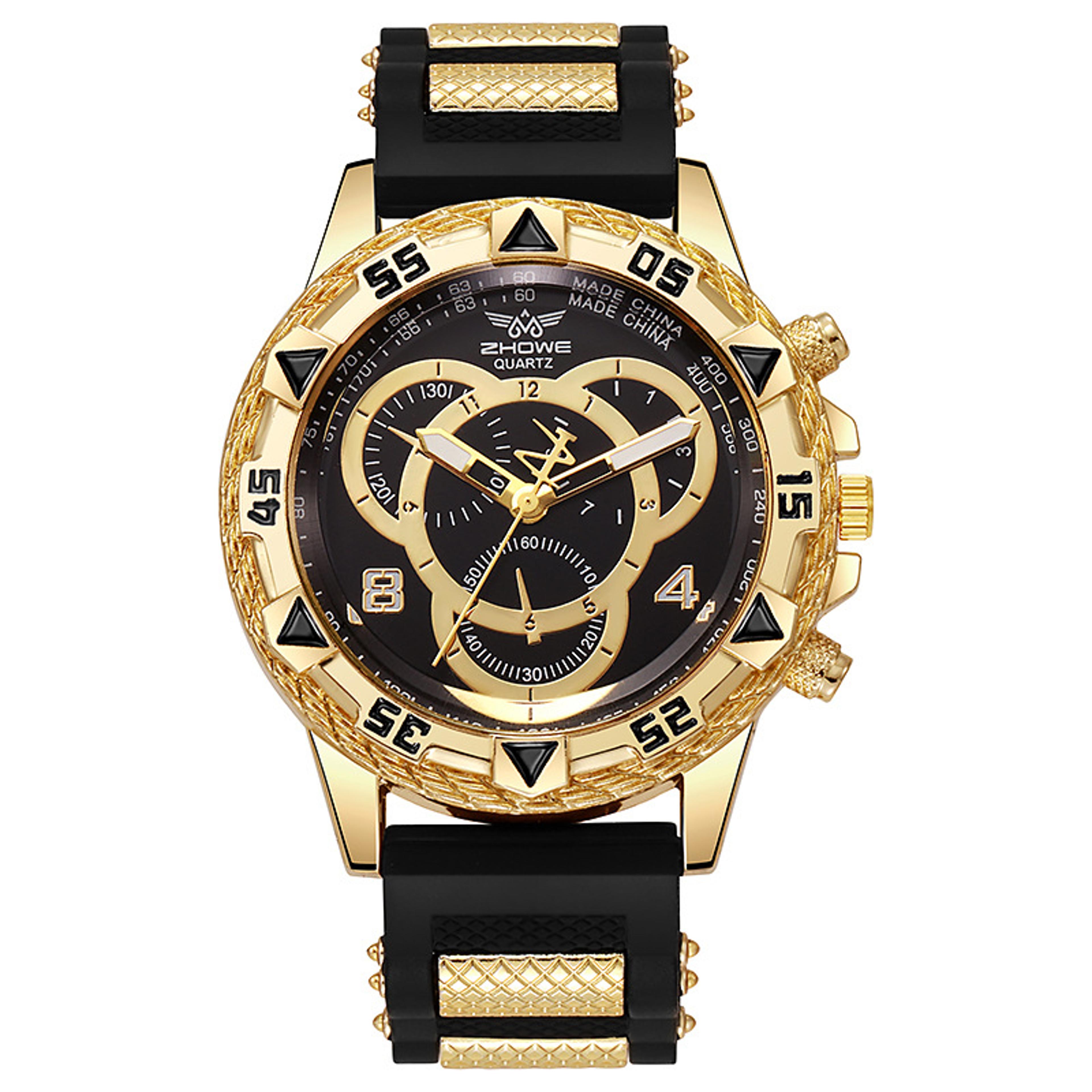 luxury gold bear watch men sport military quartz silicone wristwatch