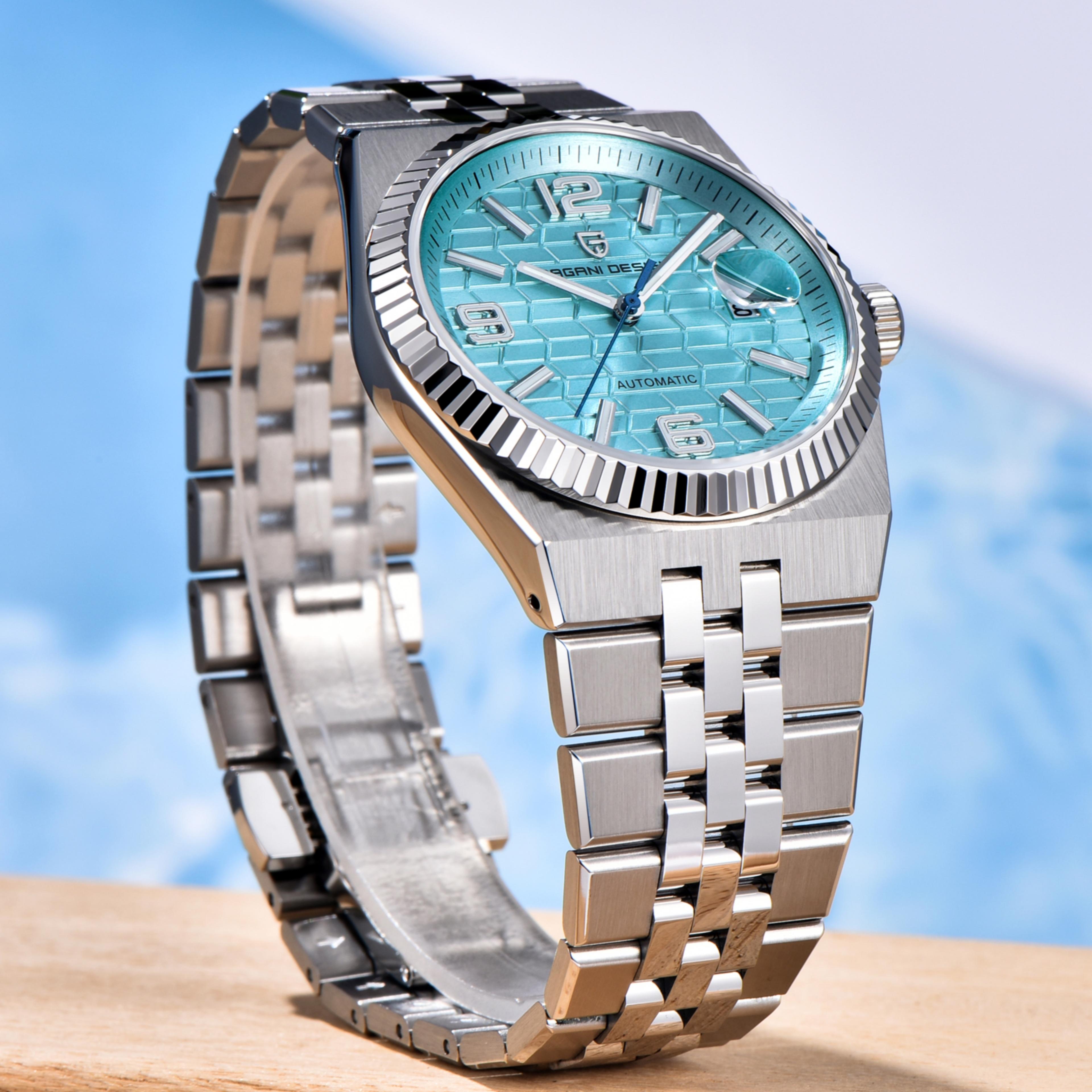luxury automatic mechanical watch for men with sapphire crystal and stainless steel
