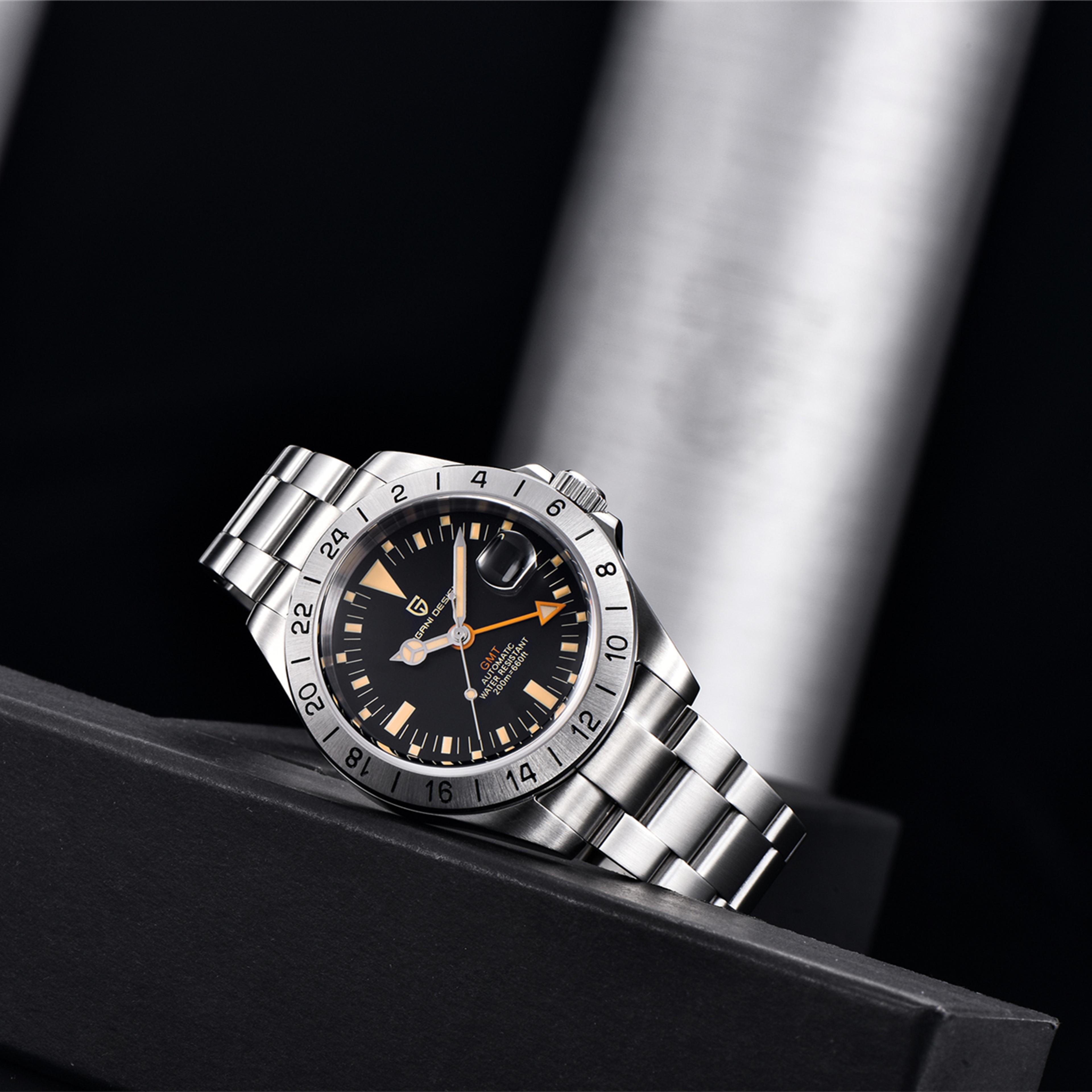gmt automatic mechanical watch waterproof stainless steel