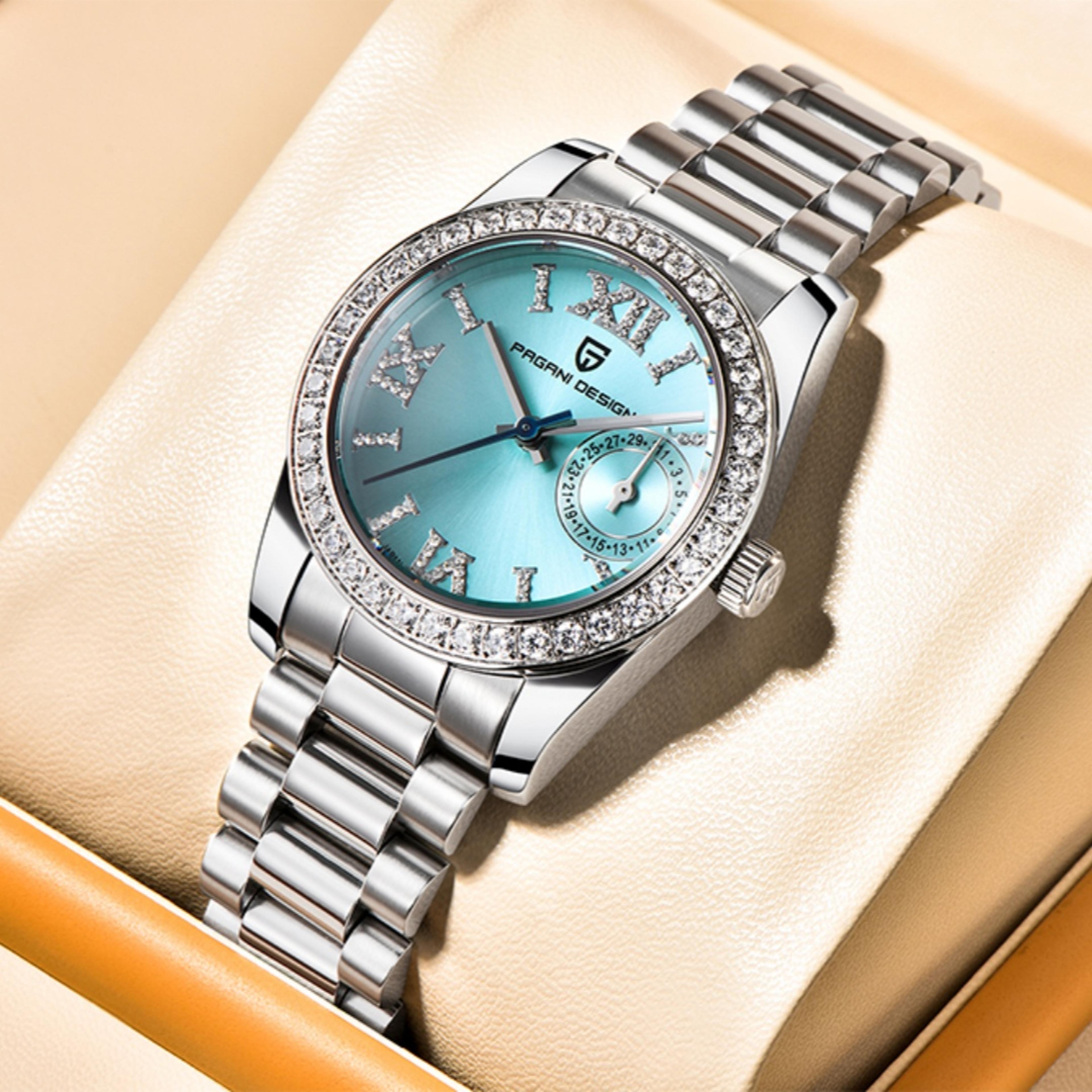 womens quartz watch with sapphire crystal and waterproof stainless steel design
