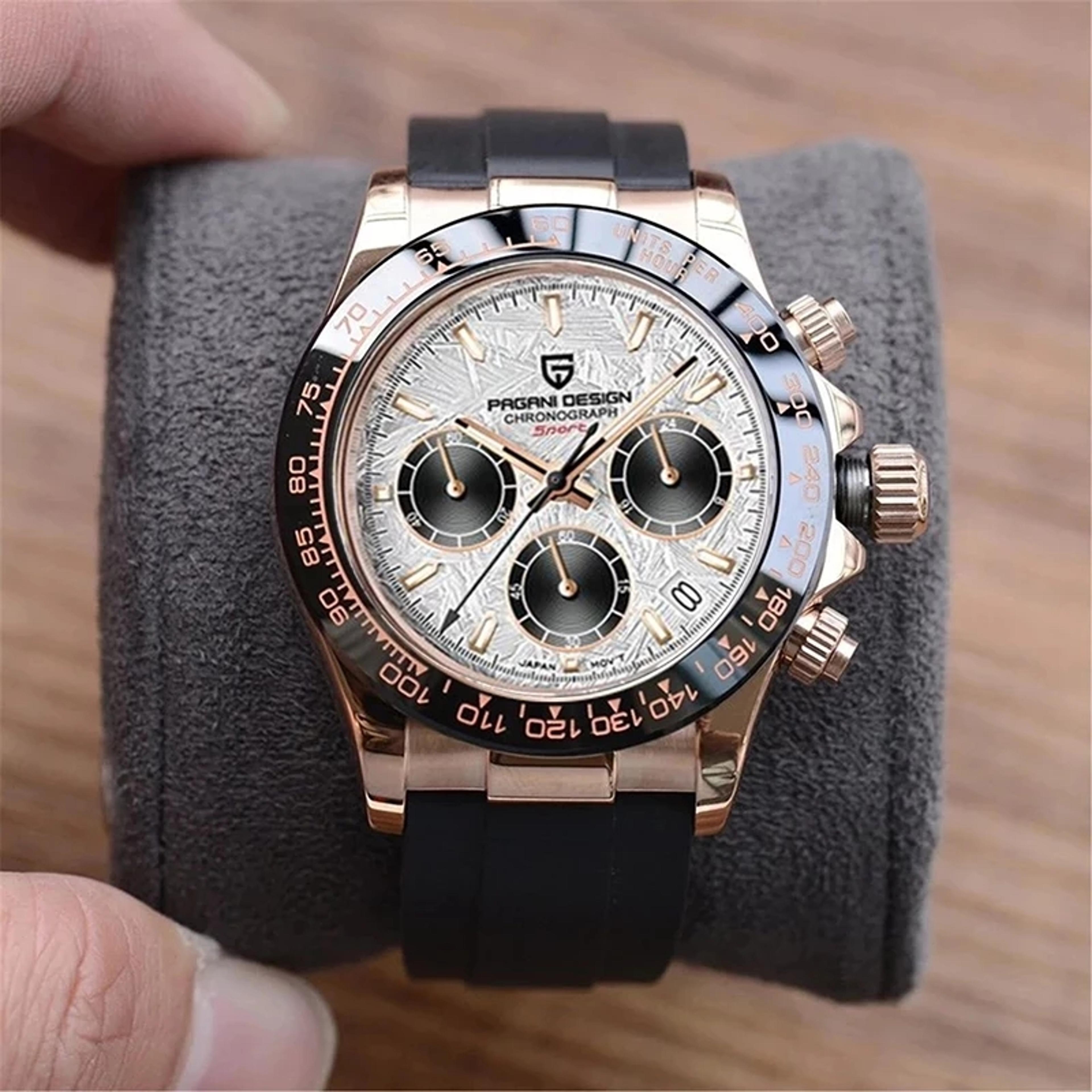 mens quartz chronograph watch with sapphire crystal stainless steel case